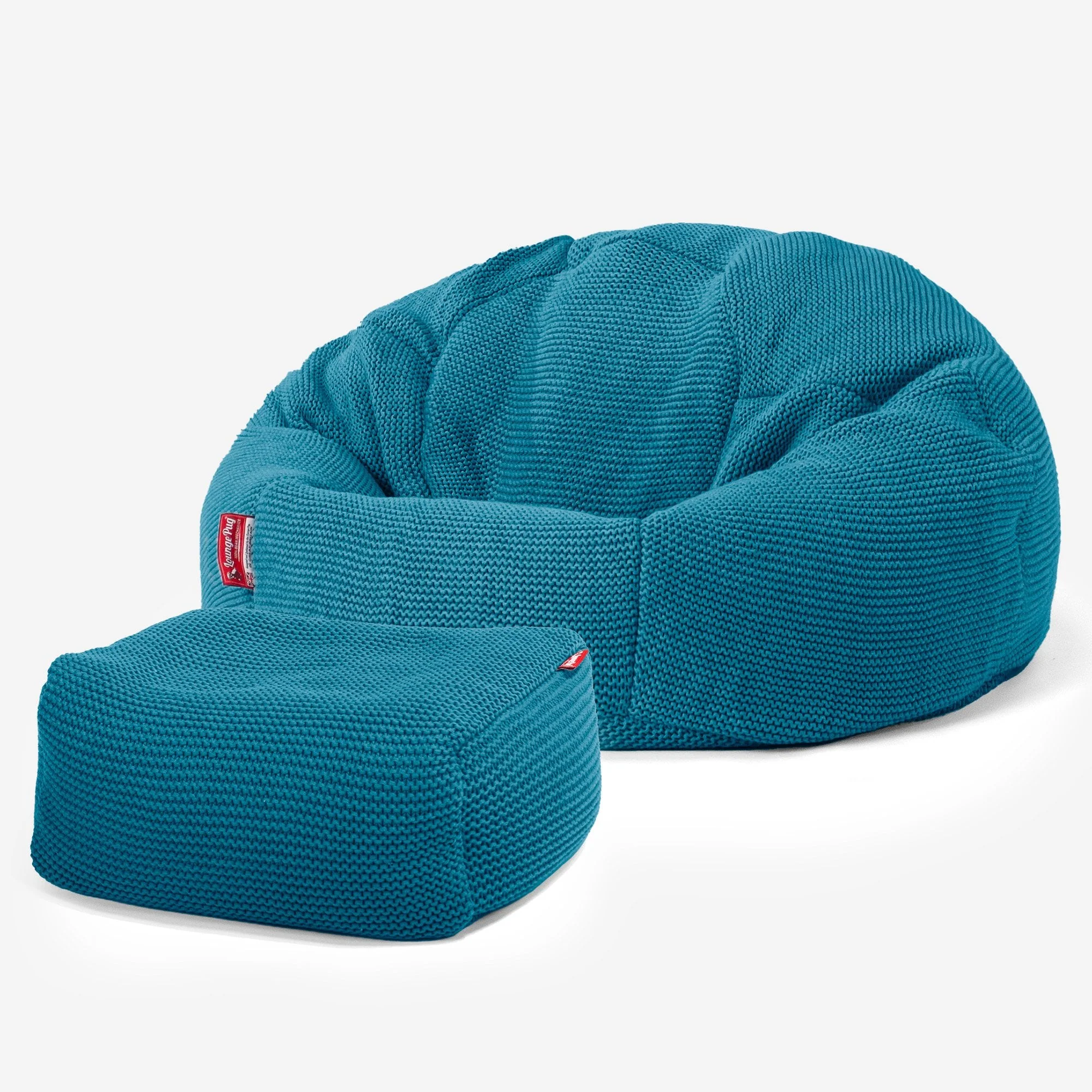 Klassischer Sitzsack Sessel - Ellos Grobgestrickt Türkis - Image 2