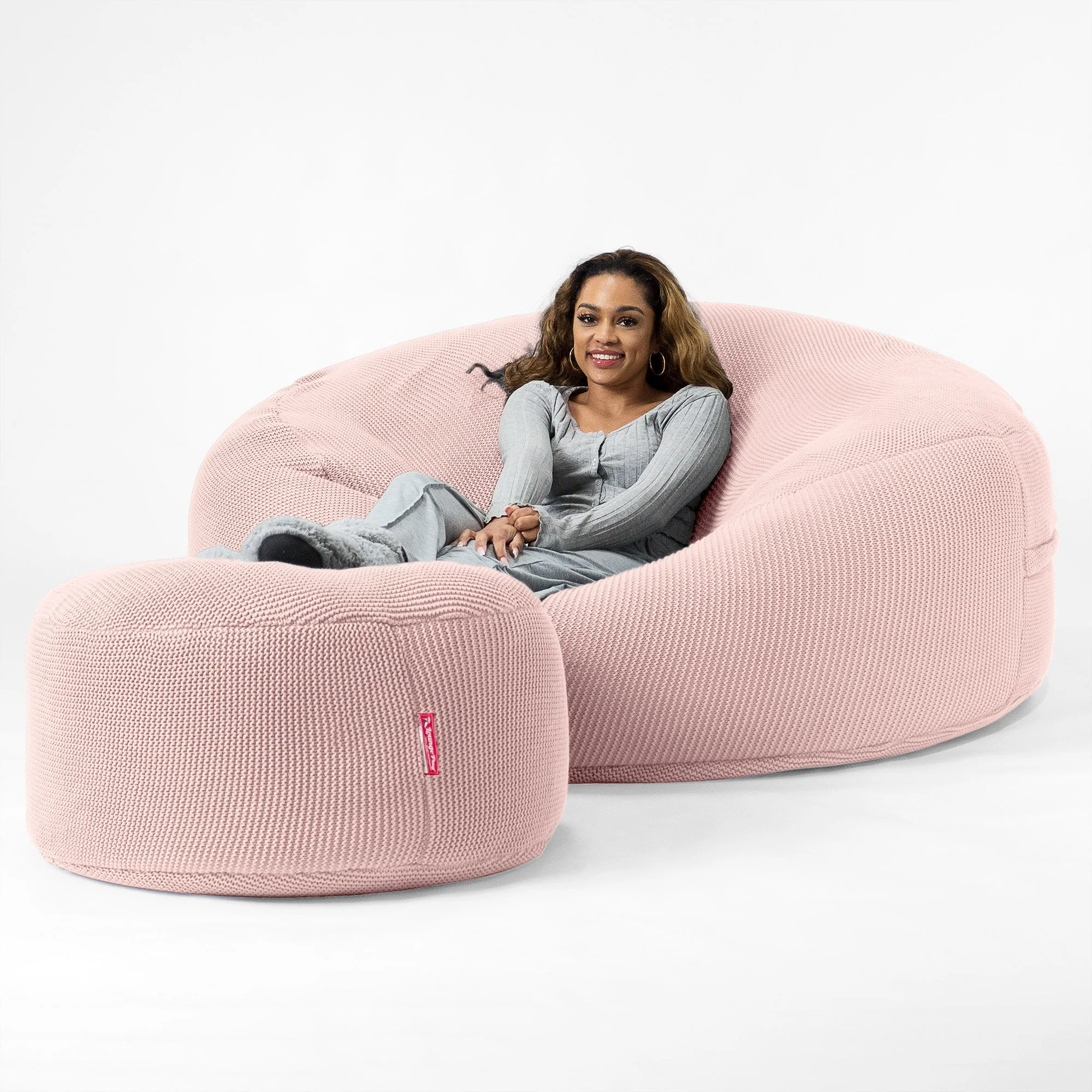 Mega-Mammoth Sofa Sitzsack XXL - Ellos Grobgestrickt Baby Pink - Image 2