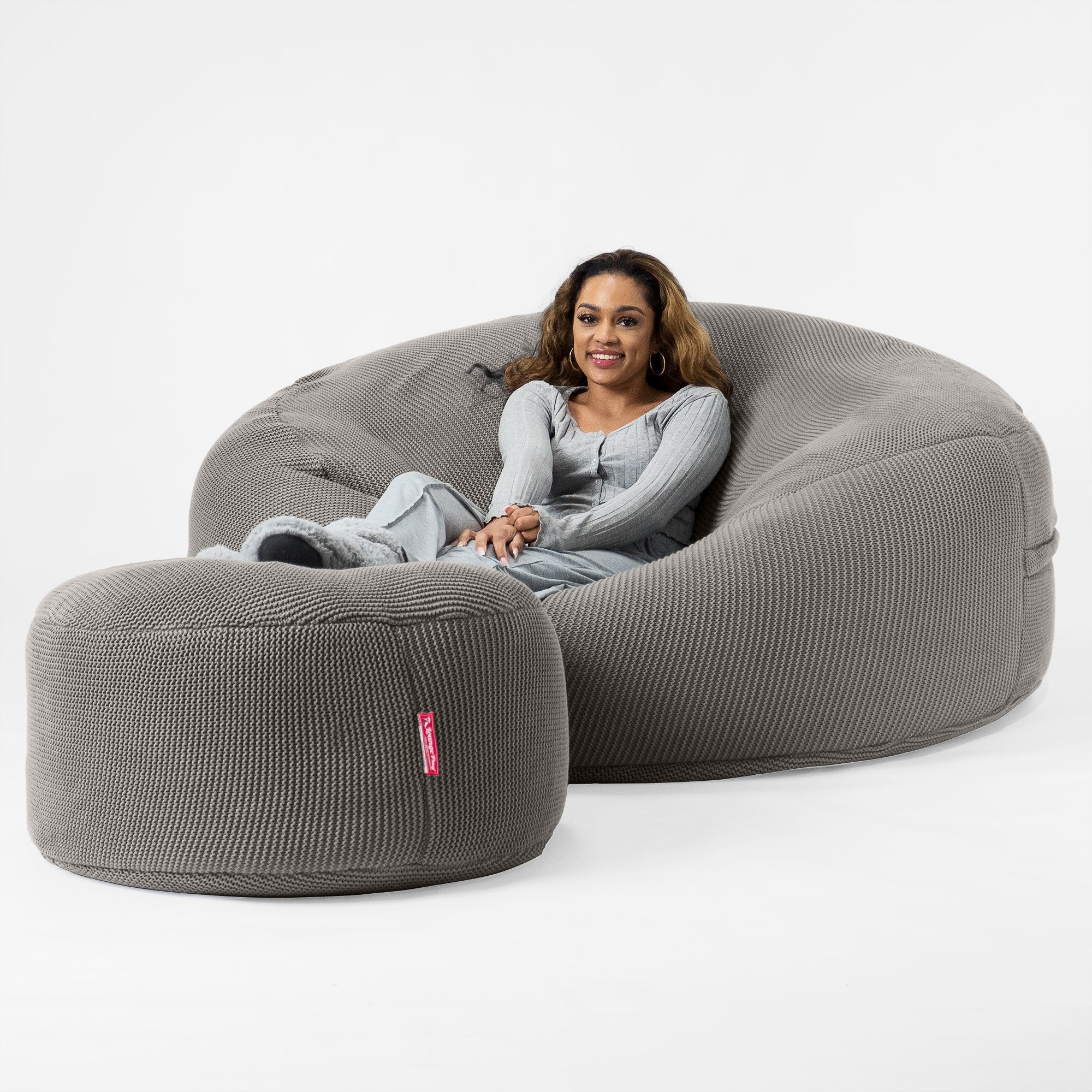 Mega-Mammoth Sofa Sitzsack XXL - Ellos Grobgestrickt Grau - Image 2