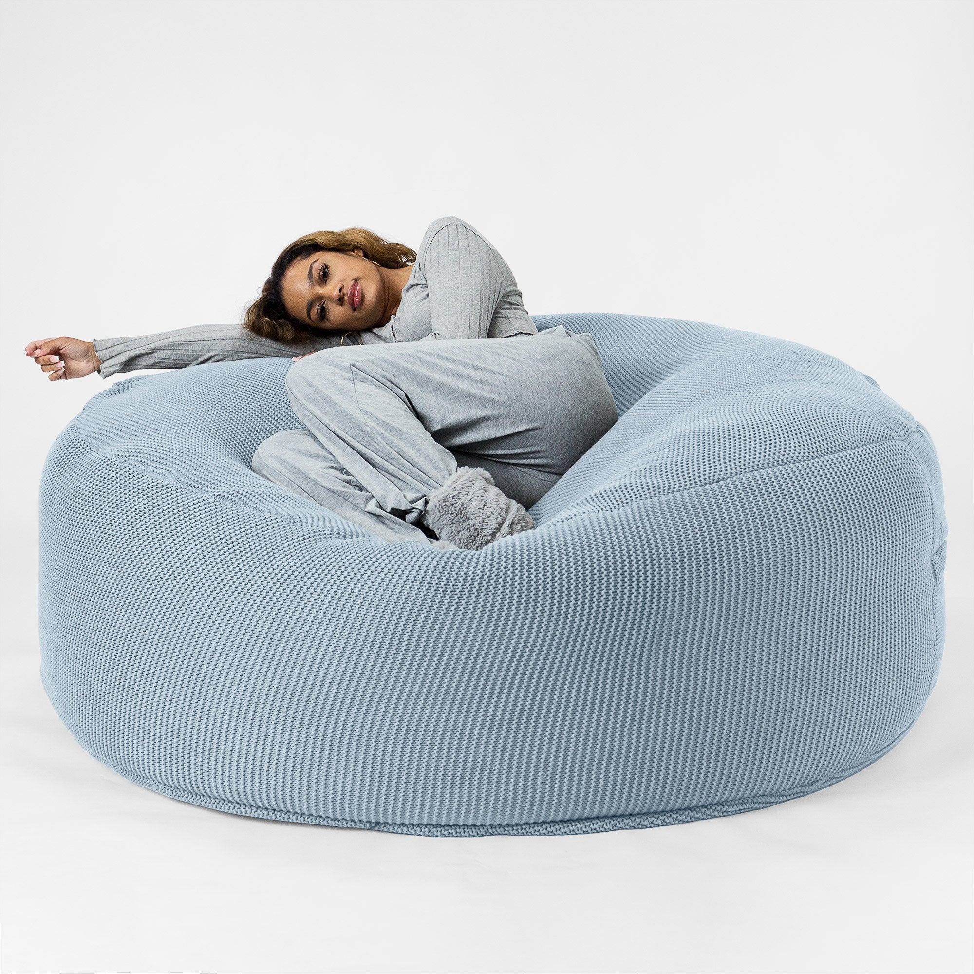 Mega-Mammoth Sofa Sitzsack XXL - Ellos Grobgestrickt Misty Blau - Image 4
