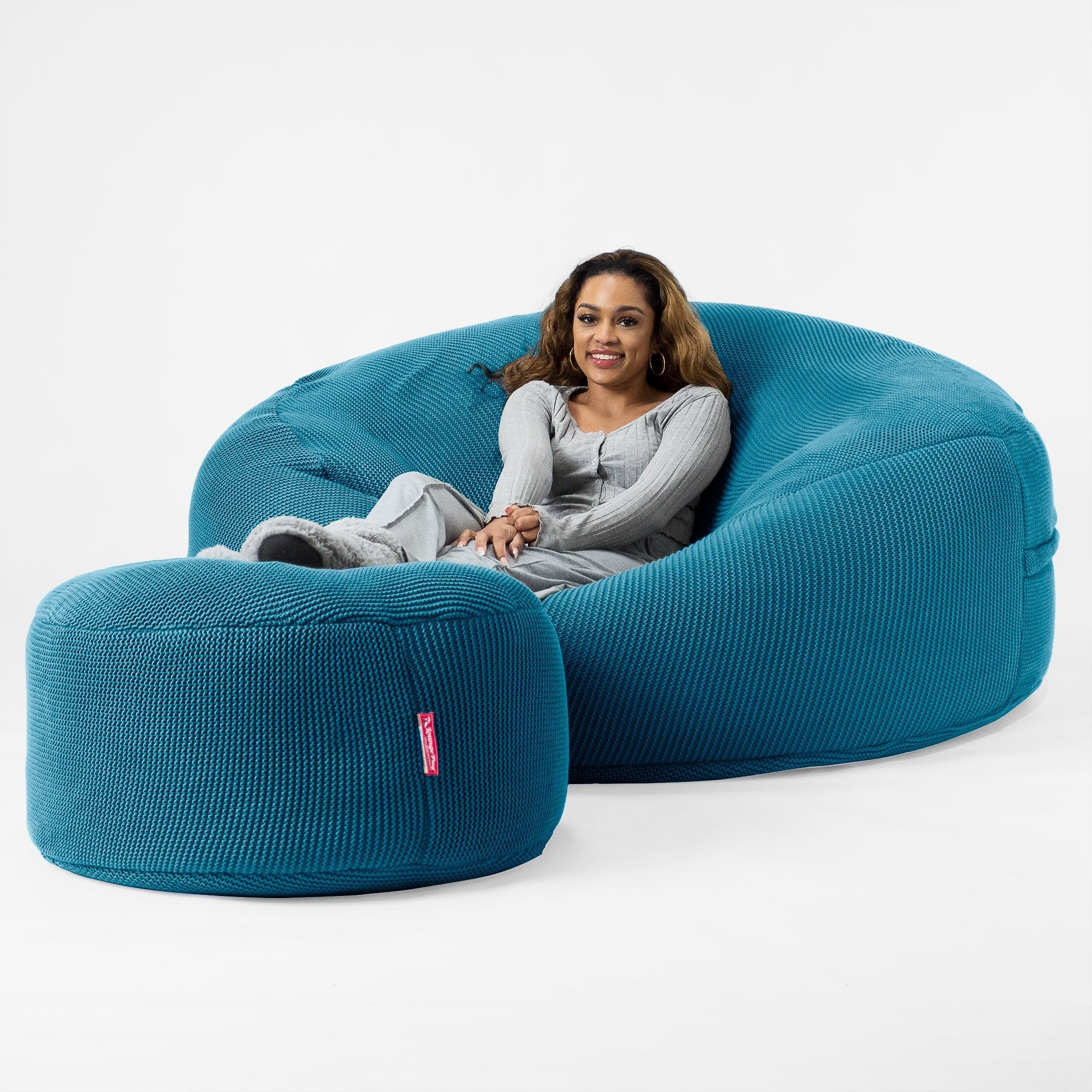 Mega-Mammoth Sofa Sitzsack XXL - Ellos Grobgestrickt Türkis - Image 2