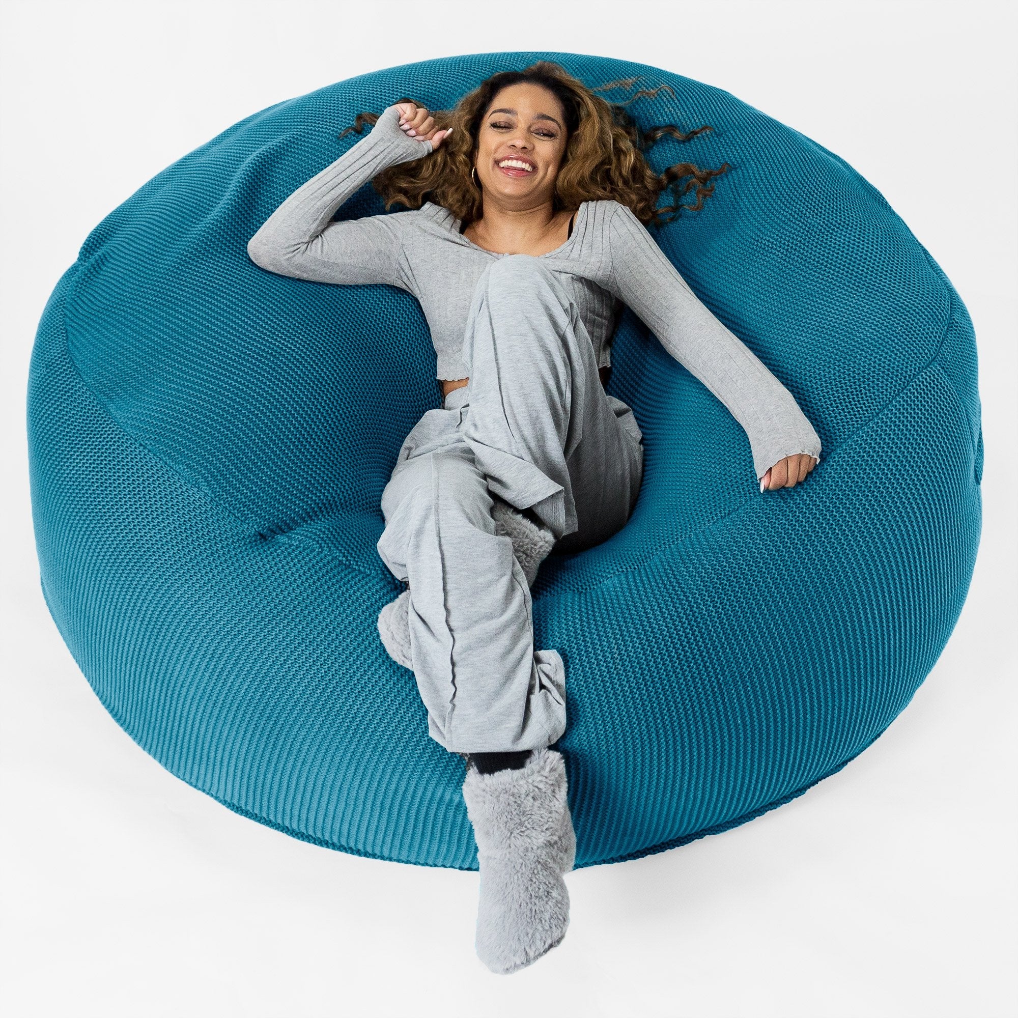 Mega-Mammoth Sofa Sitzsack XXL - Ellos Grobgestrickt Türkis - Image 3