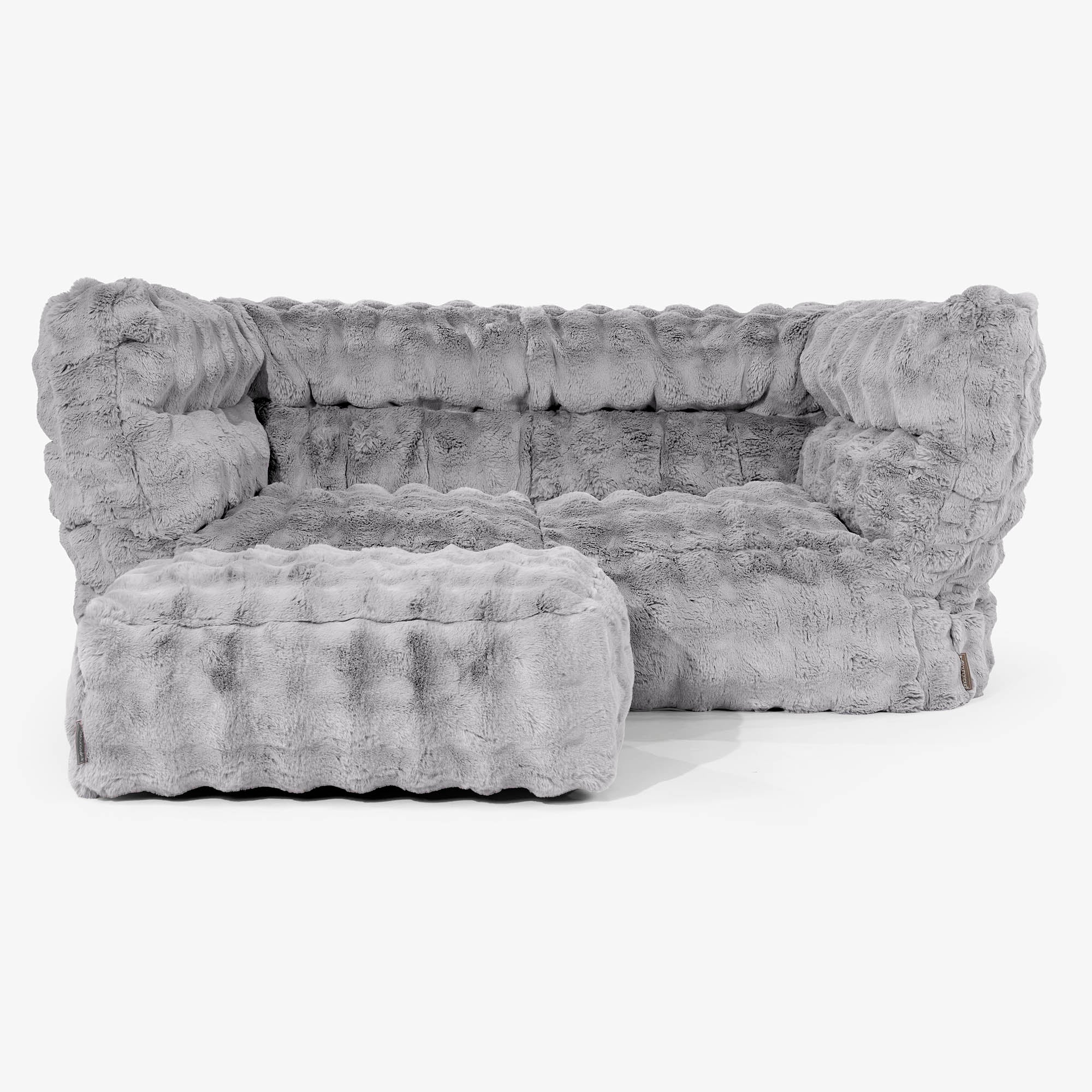 2-Sitzer Louis Sitzsacksofa - Bubble Pelz Grau - Image 2