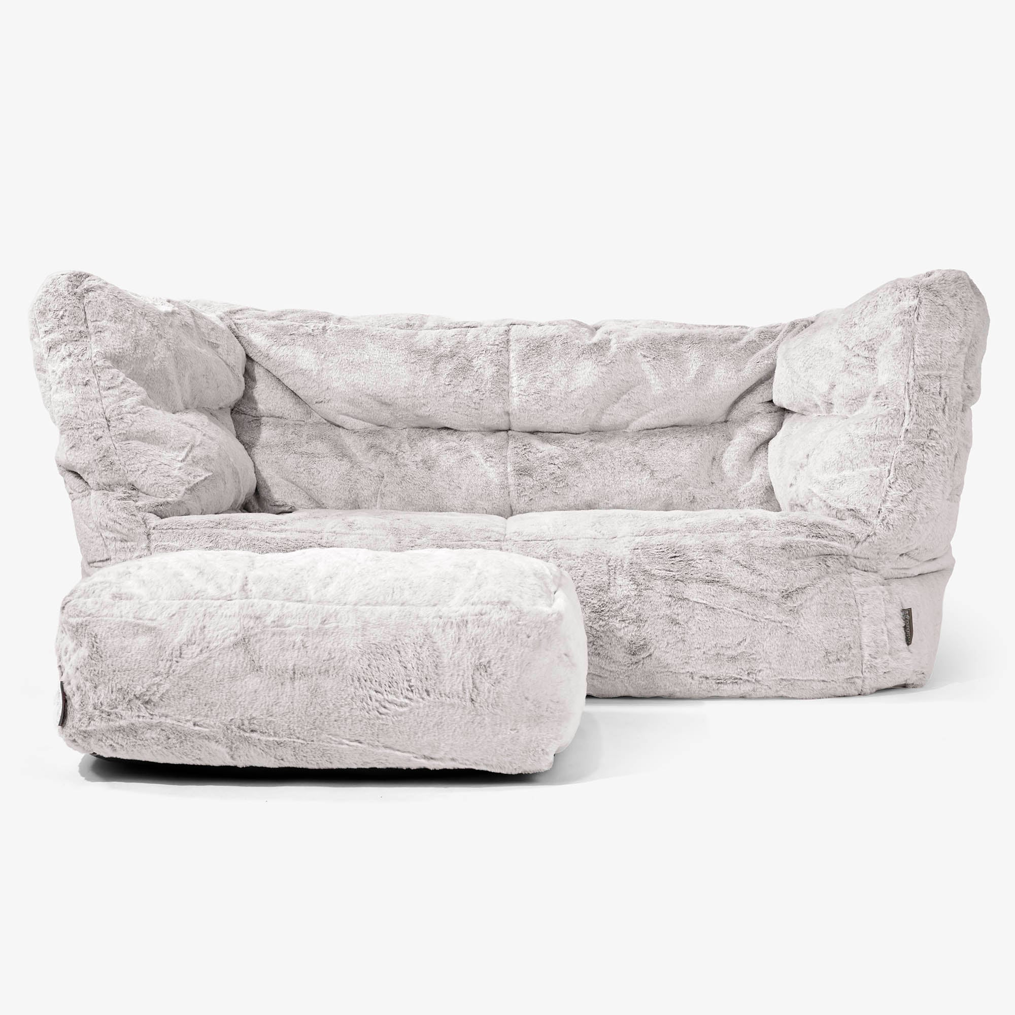 2-Sitzer Louis Sitzsacksofa - Kaninchen Kunstfell Hellgrau - Image 2