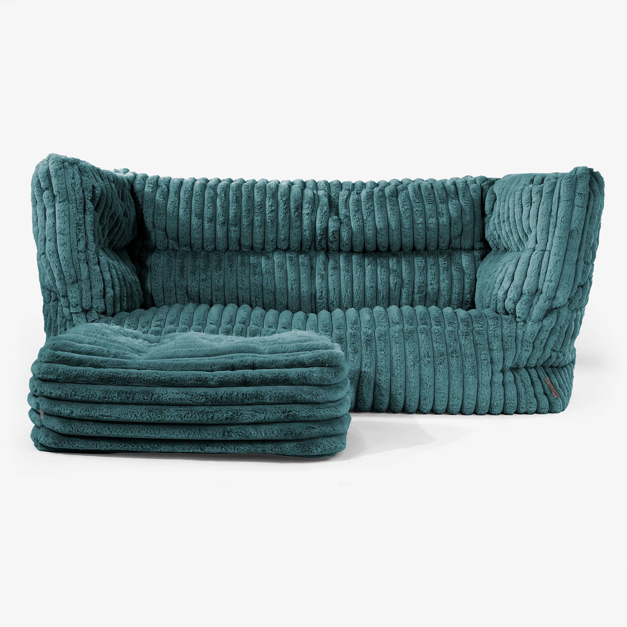 2-Sitzer Louis Sitzsacksofa - Ultra Plüsch Cord Blaugrün - Image 2
