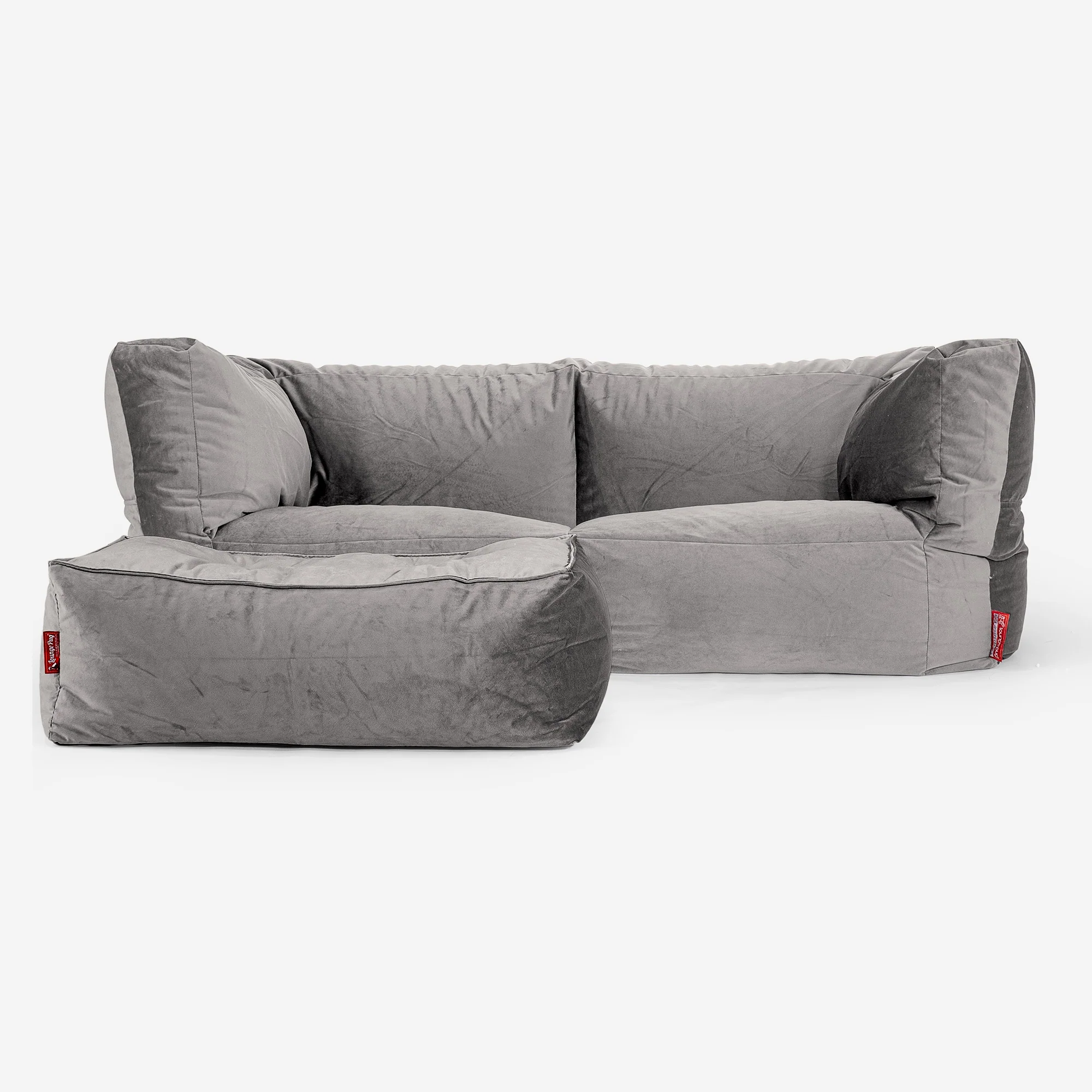 2-Sitzer Albert Sitzsacksofa - Samt Silber - Image 2