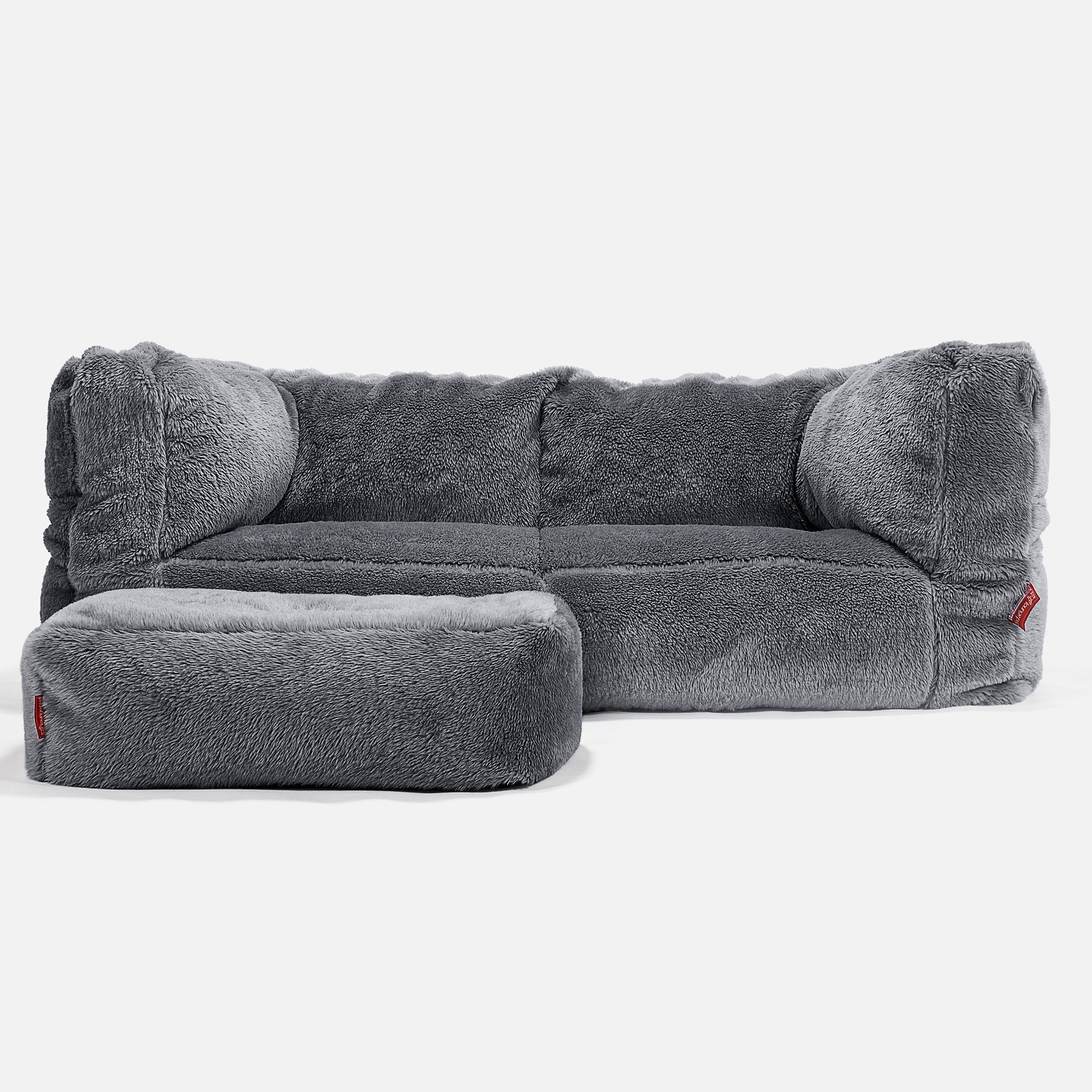 2-Sitzer Albert Sitzsacksofa - Teddy Kunstfell Dunkelgrau - Image 2