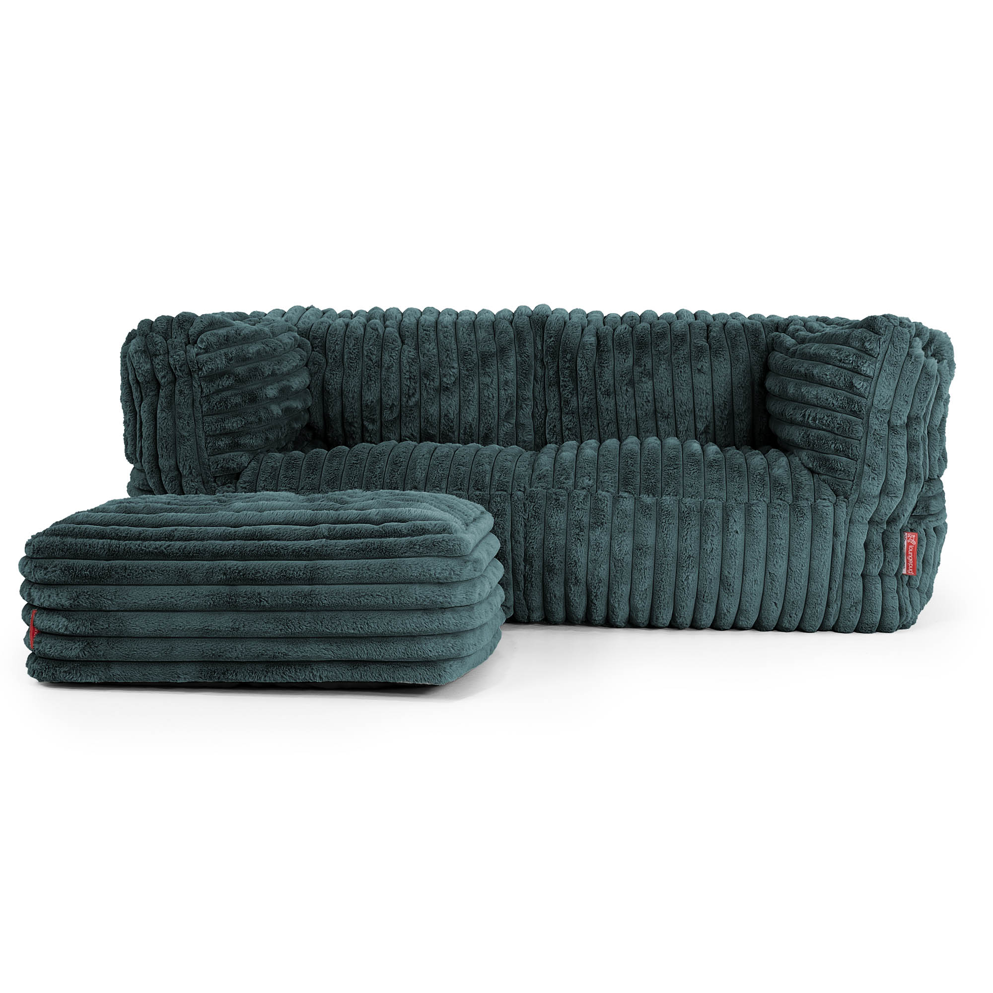 2-Sitzer Albert Sitzsacksofa - Ultra Plüsch Cord Blaugrün - Image 2