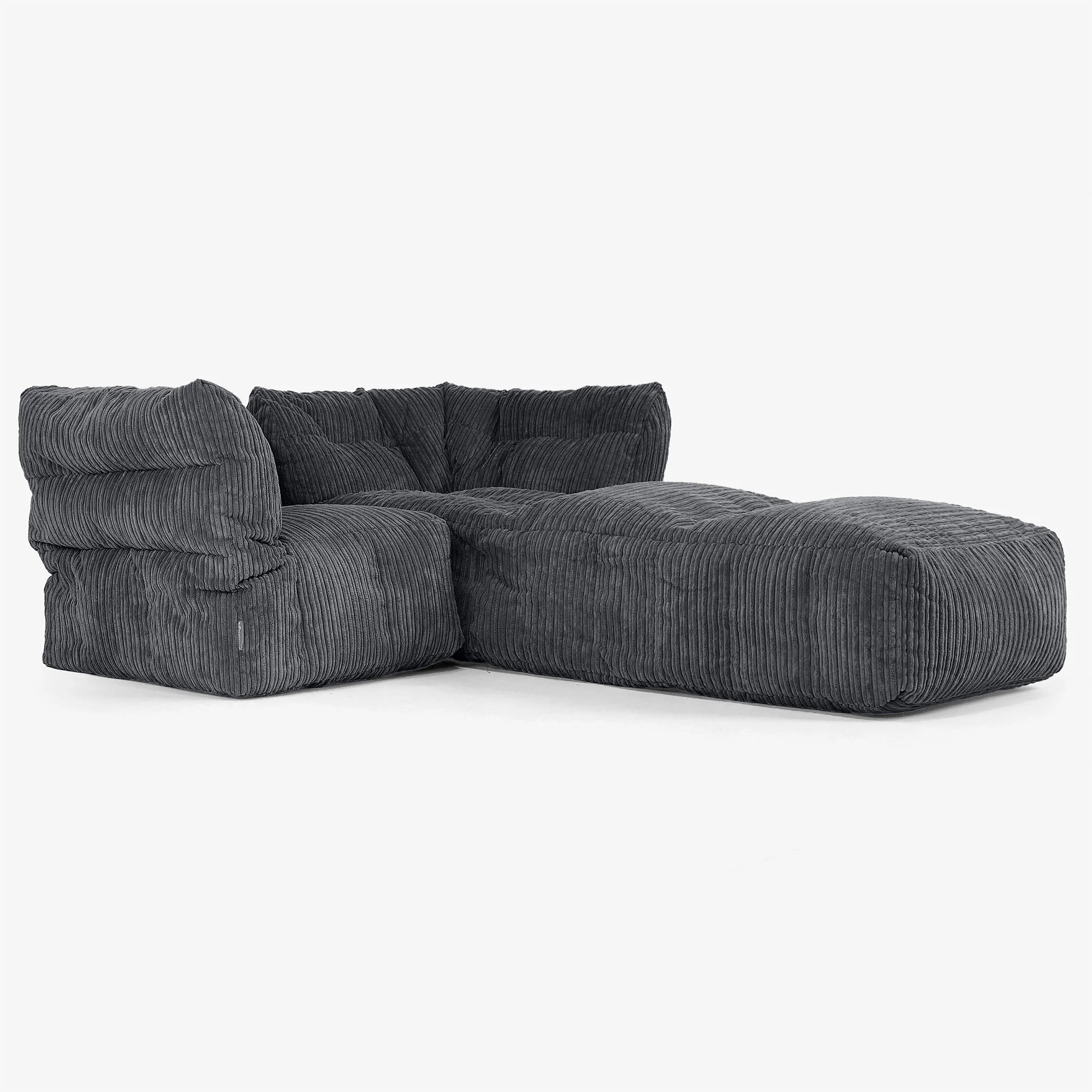 2-Sitzer Modulares Sofa-Set mit Récamiere rechts - Cord Schwarz - Image 2