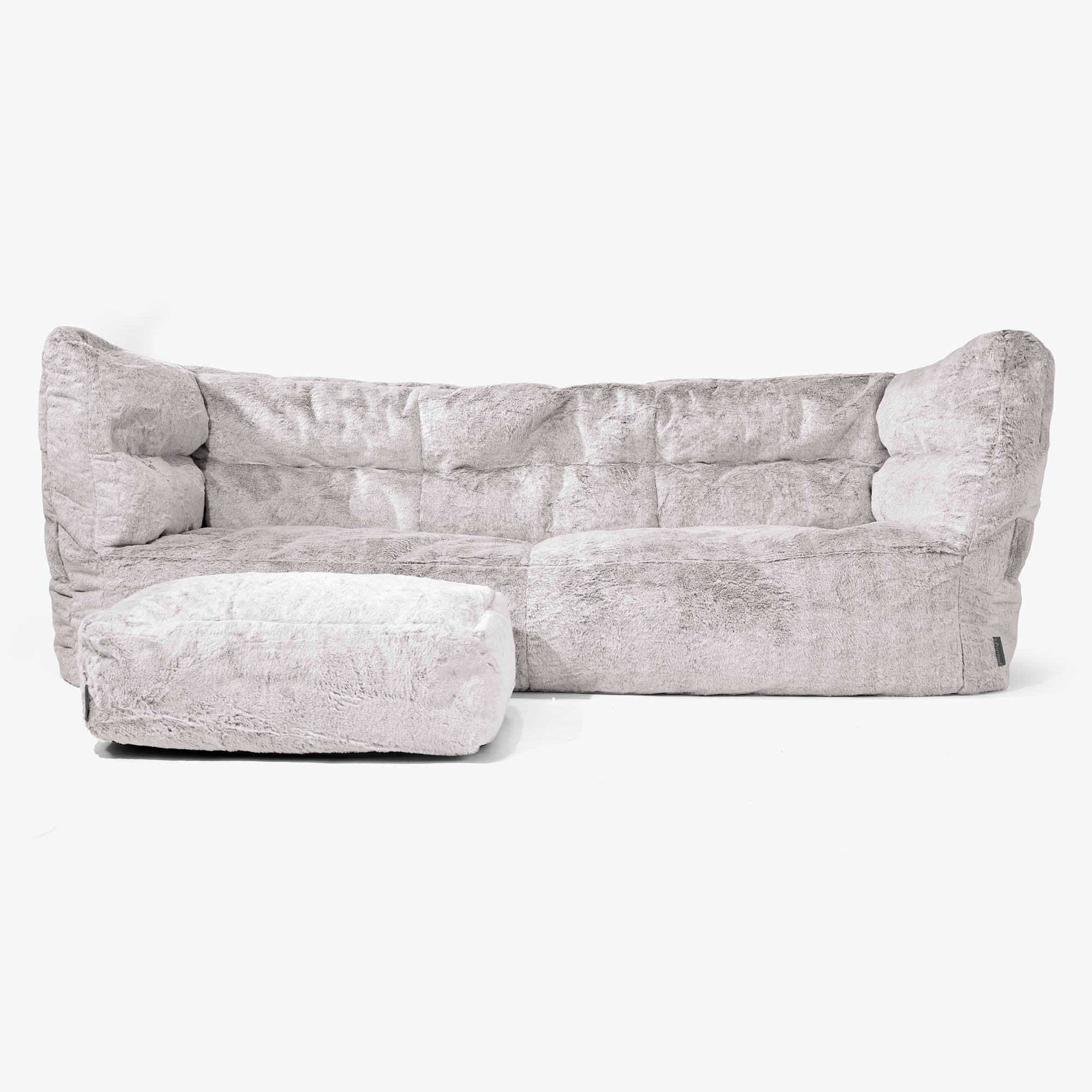 3-Sitzer Louis Sitzsacksofa - Kaninchen Kunstfell Hellgrau - Image 2