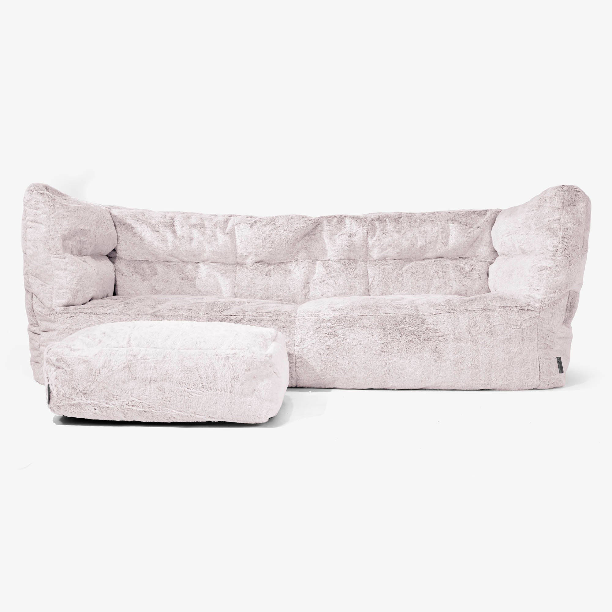 3-Sitzer Louis Sitzsacksofa - Kaninchen Kunstfell Pastellrosa - Image 2