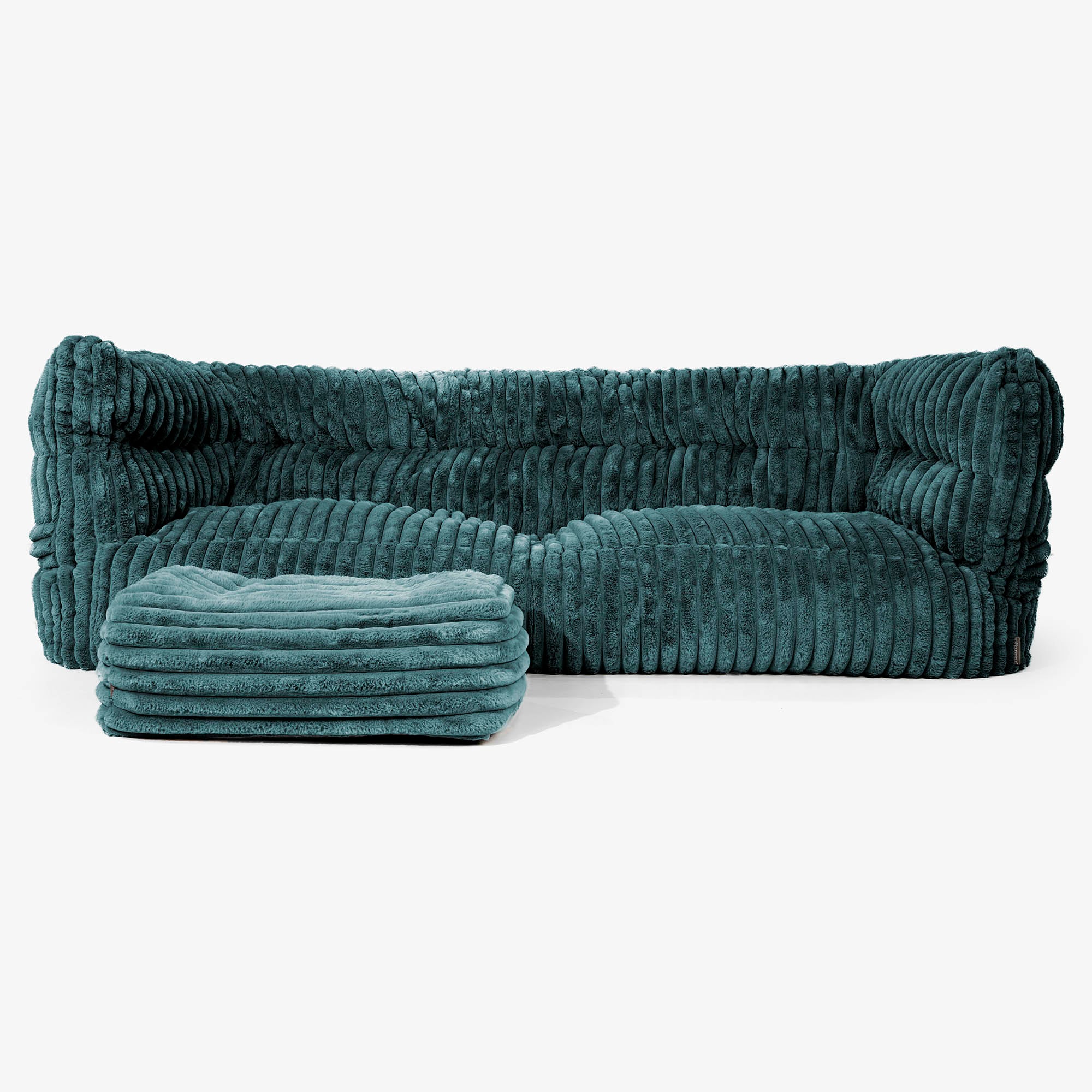 3-Sitzer Louis Sitzsacksofa - Ultra Plüsch Cord Blaugrün - Image 2