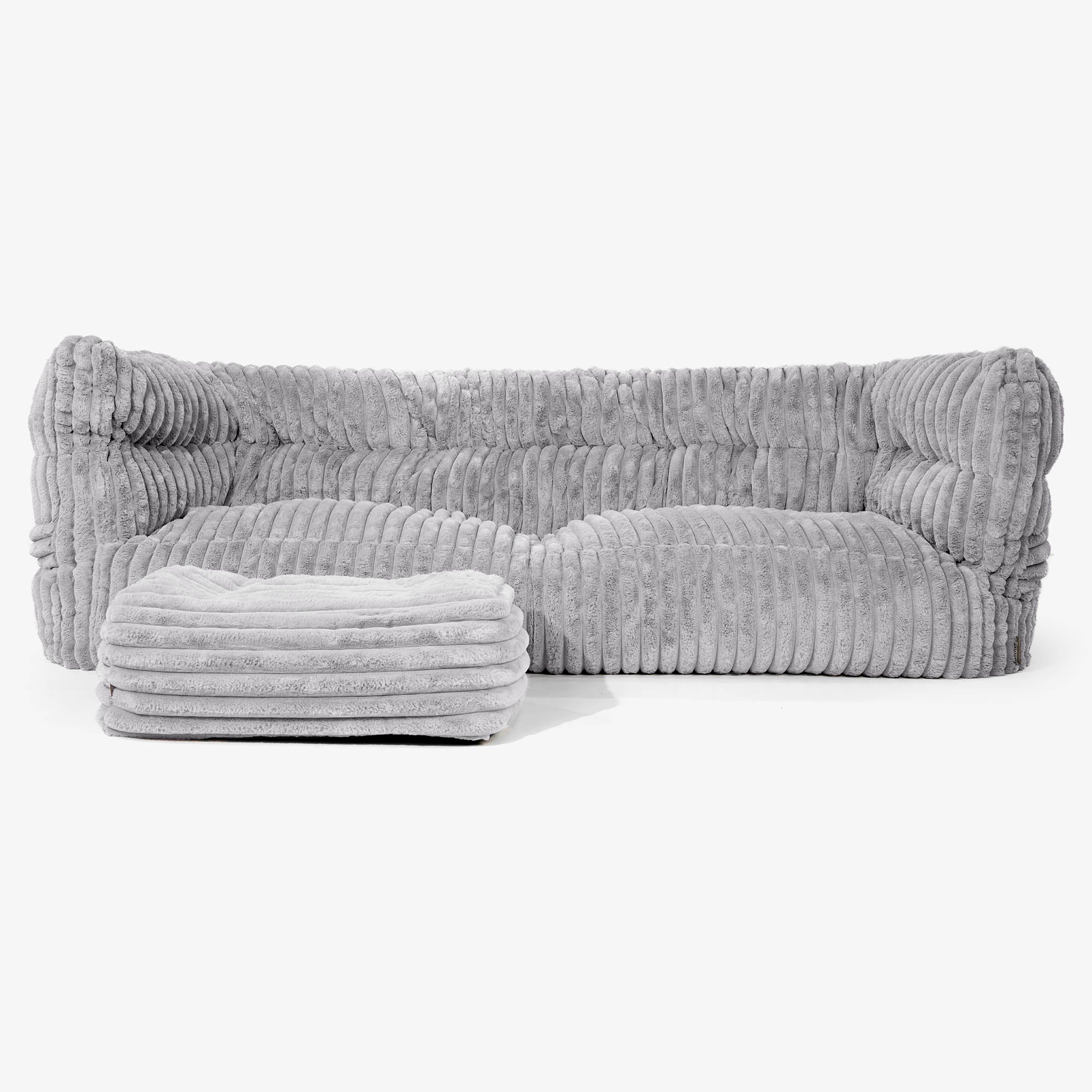 3-Sitzer Louis Sitzsacksofa - Ultra Plüsch Cord Grau - Image 2