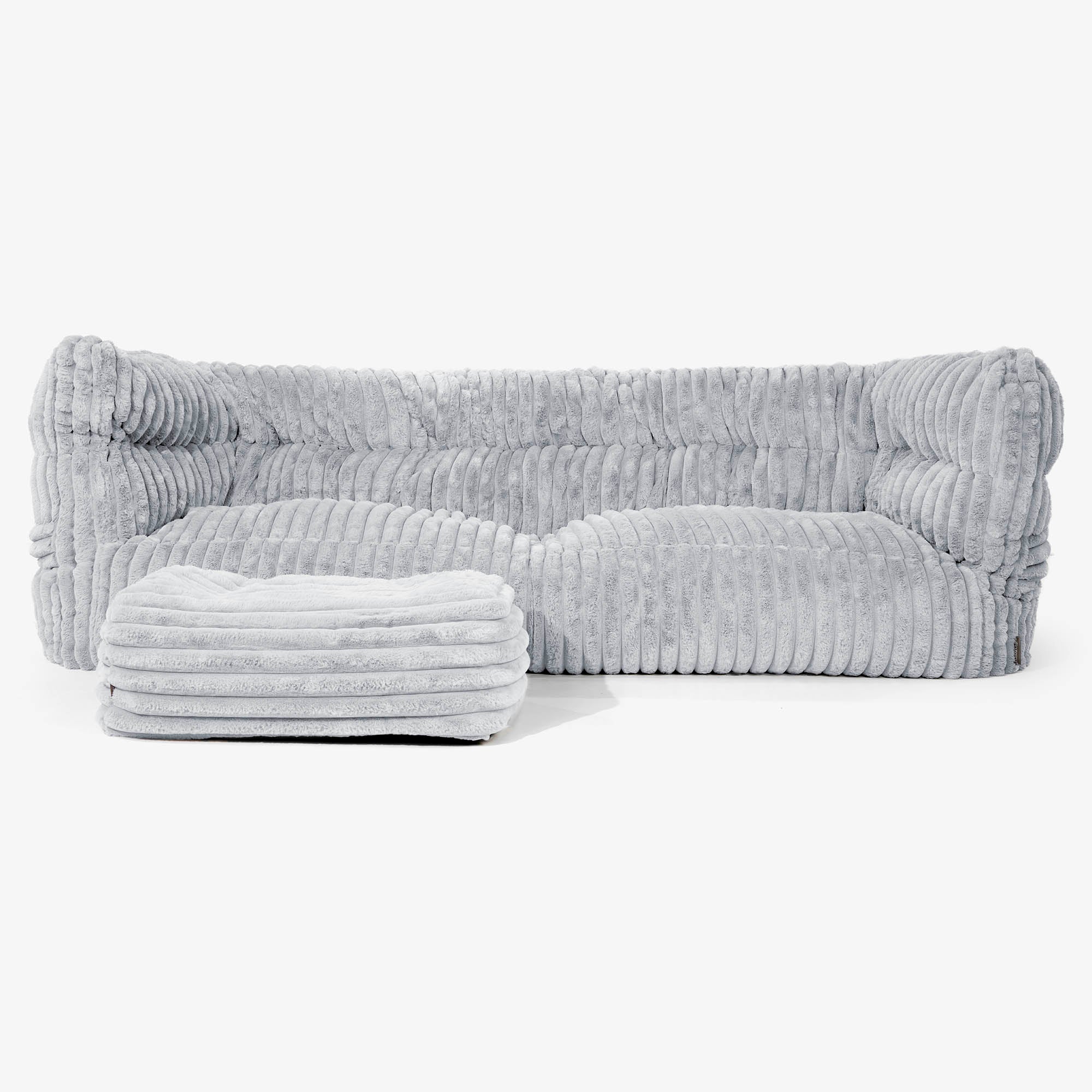 3-Sitzer Louis Sitzsacksofa - Ultra Plüsch Cord Taubenblau - Image 2