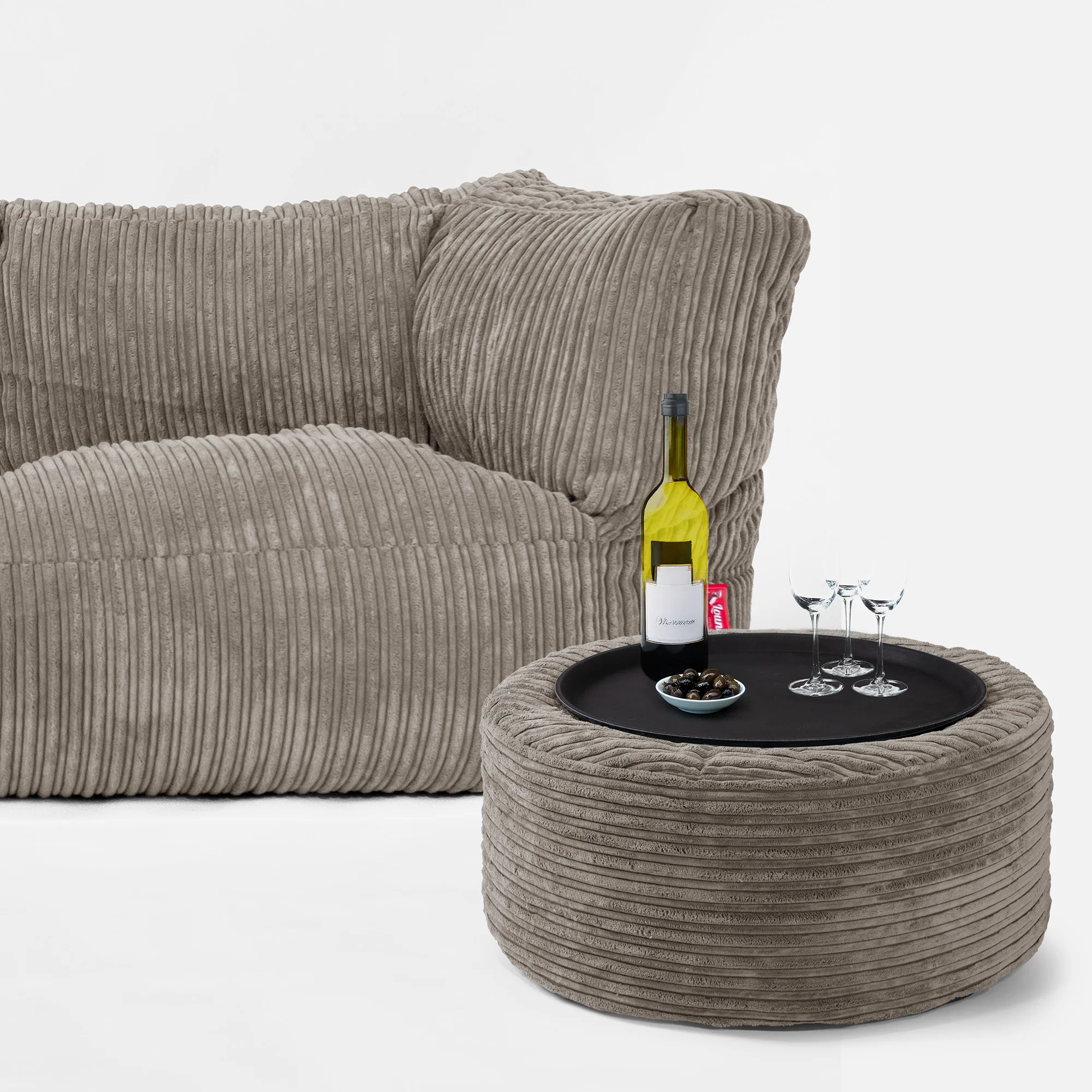 3-Sitzer Albert Sitzsacksofa - Cord Beigegrau - Image 3