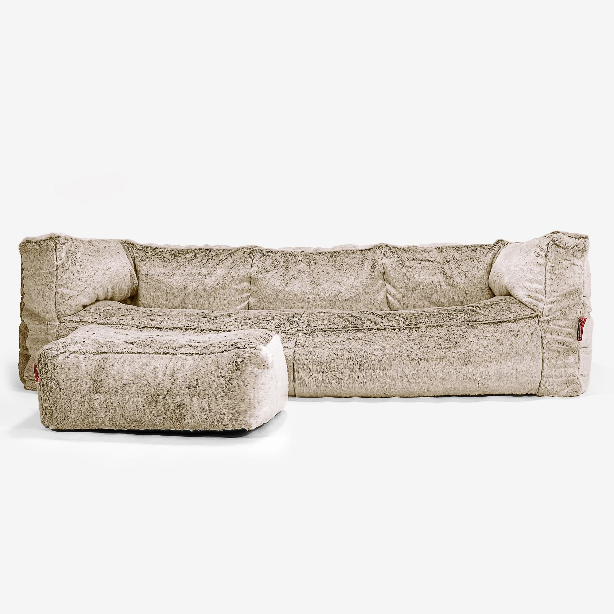 3-Sitzer Albert Sitzsacksofa - Kaninchen Kunstfell Goldbraun - Image 2