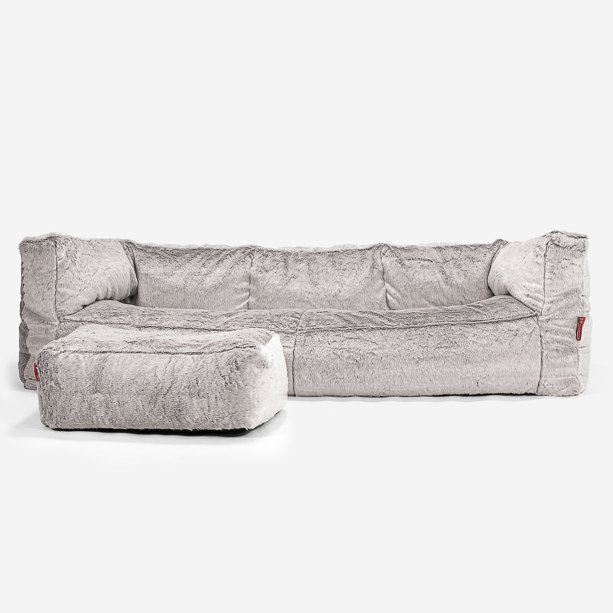 3-Sitzer Albert Sitzsacksofa - Kaninchen Kunstfell Hellgrau - Image 2