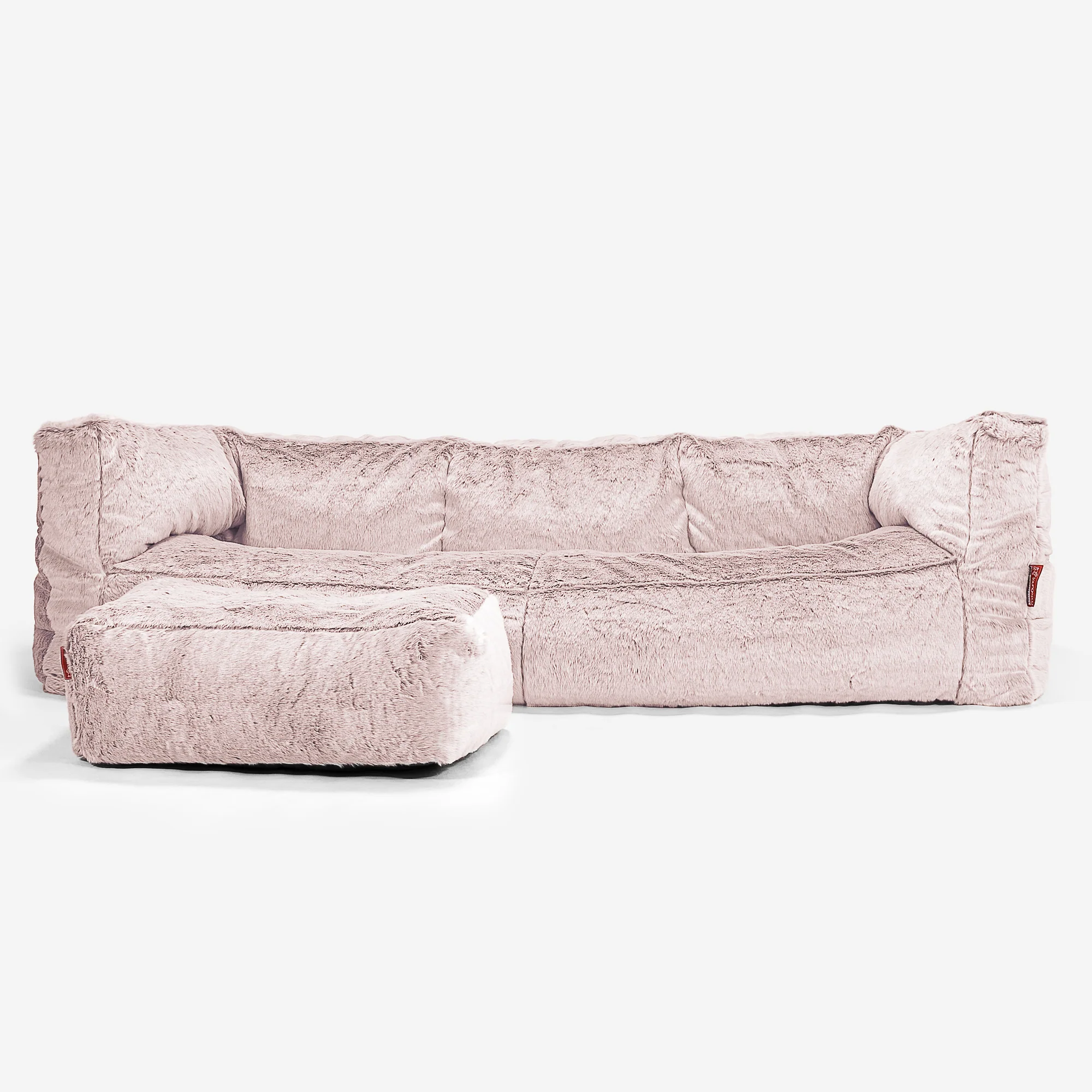 3-Sitzer Albert Sitzsacksofa - Kaninchen Kunstfell Pastellrosa - Image 2