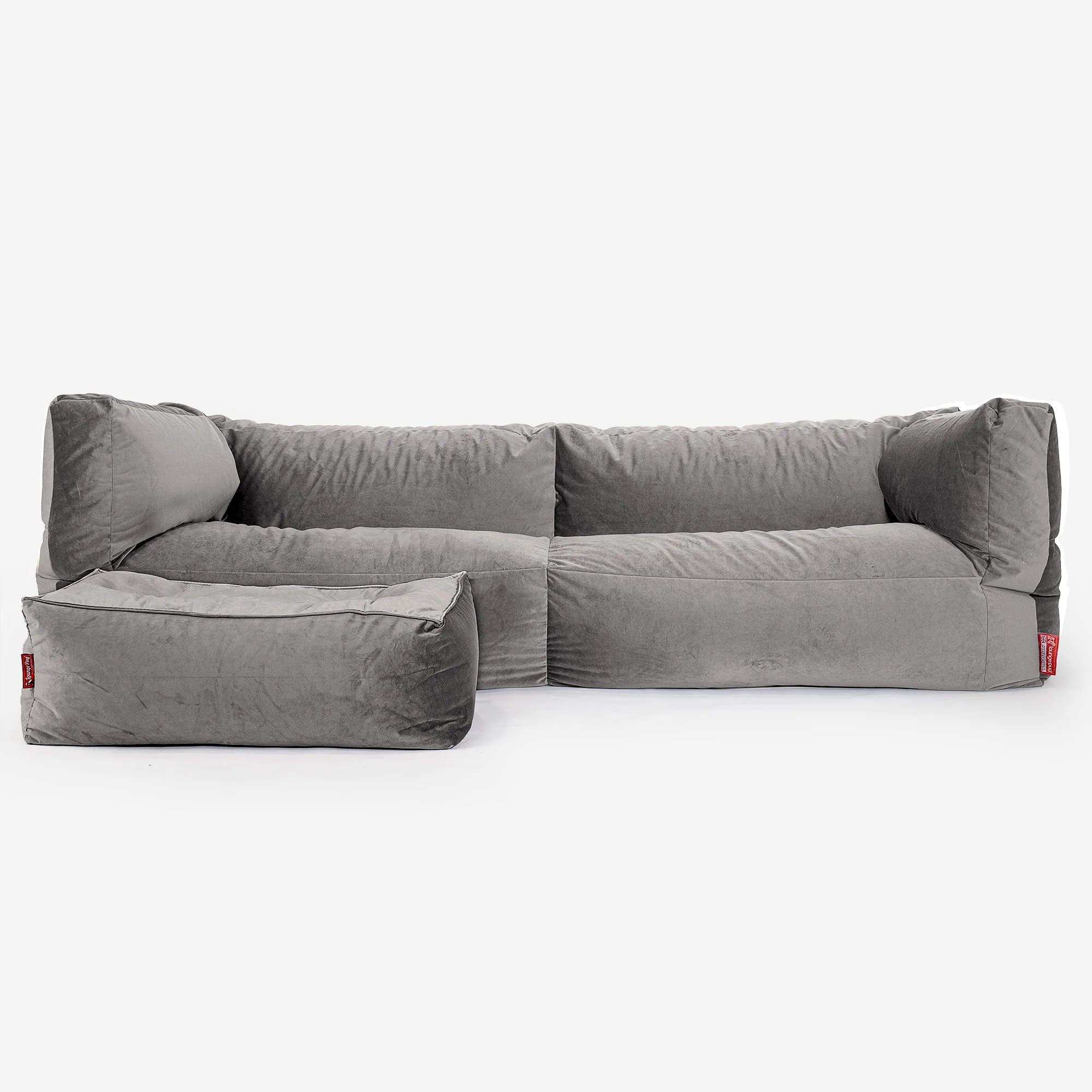 3-Sitzer Albert Sitzsacksofa - Samt Silber - Image 2