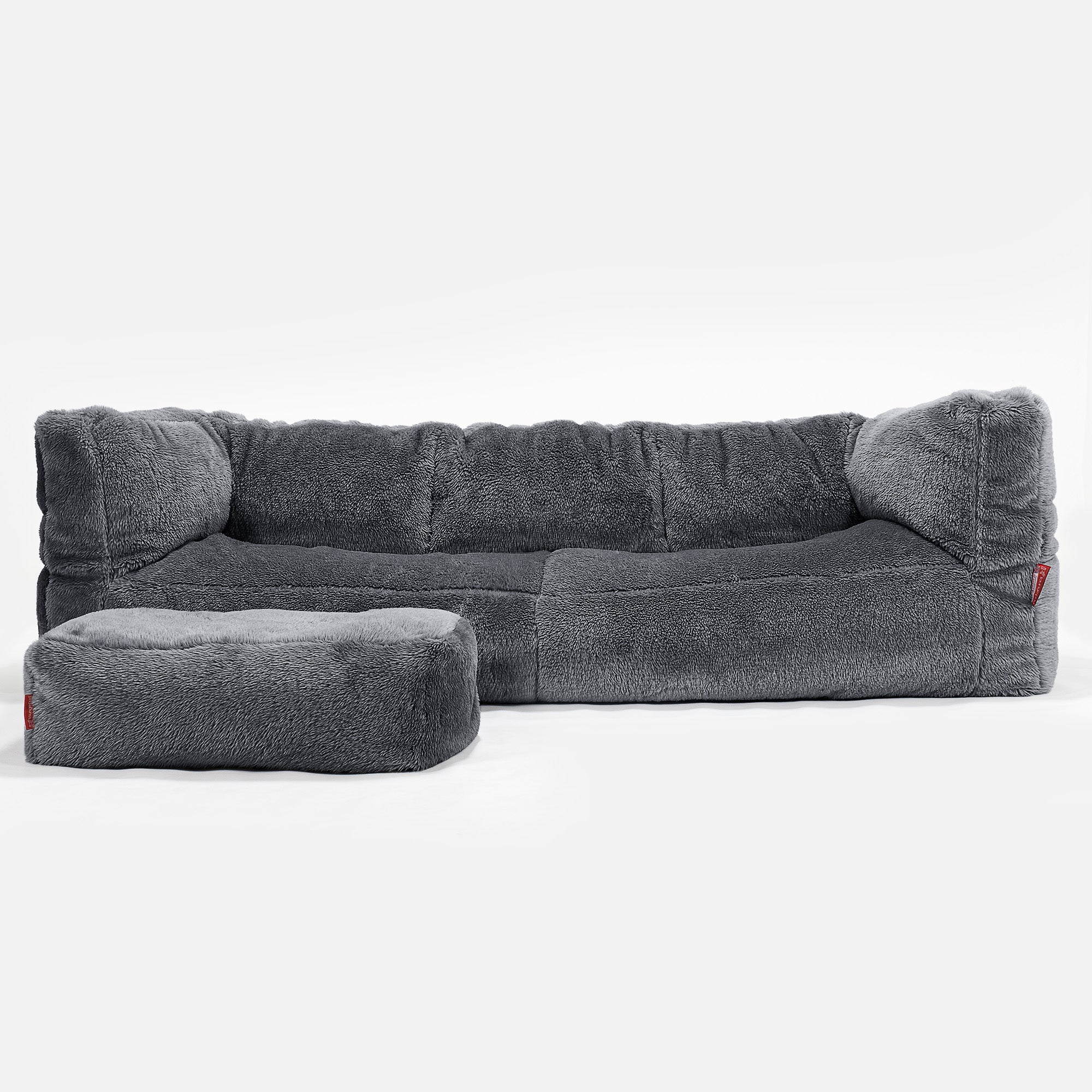 3-Sitzer Albert Sitzsacksofa - Teddy Kunstfell Dunkelgrau - Image 2