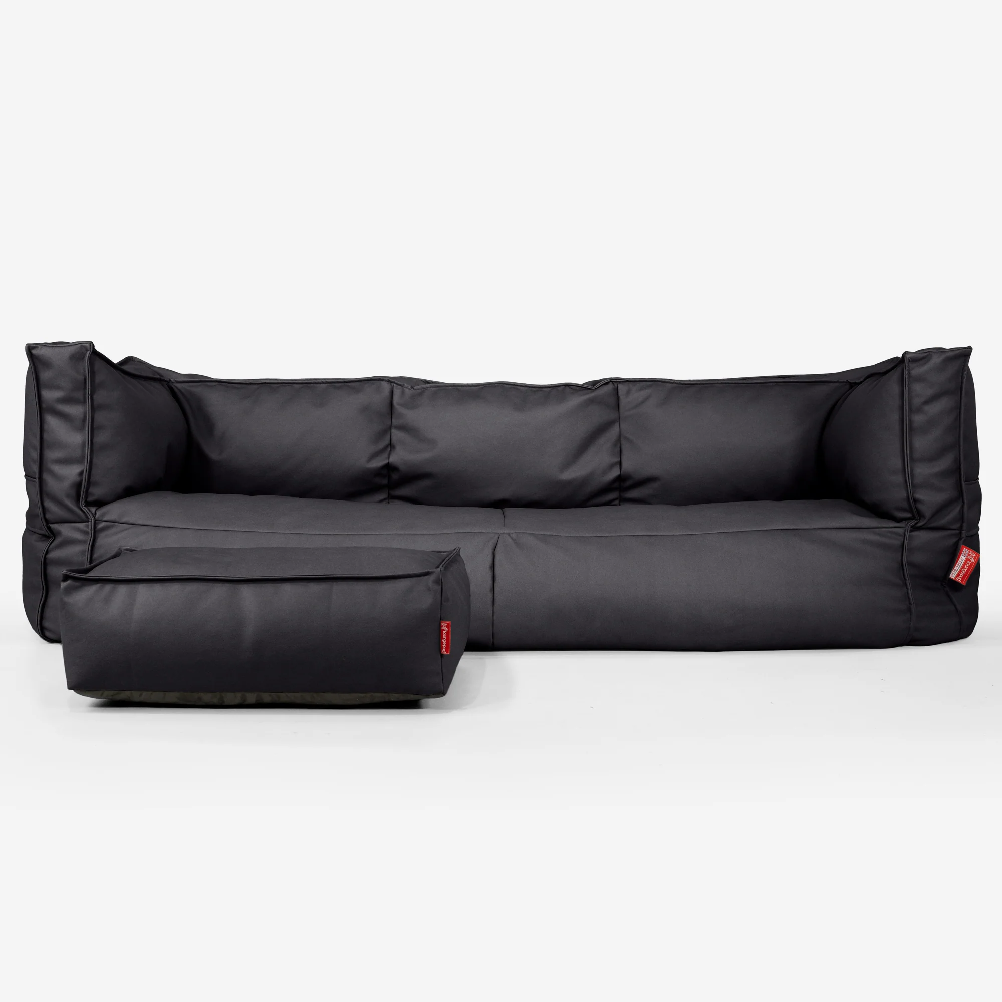 3-Sitzer Albert Sitzsacksofa - Veganes Leder Schwarz - Image 2