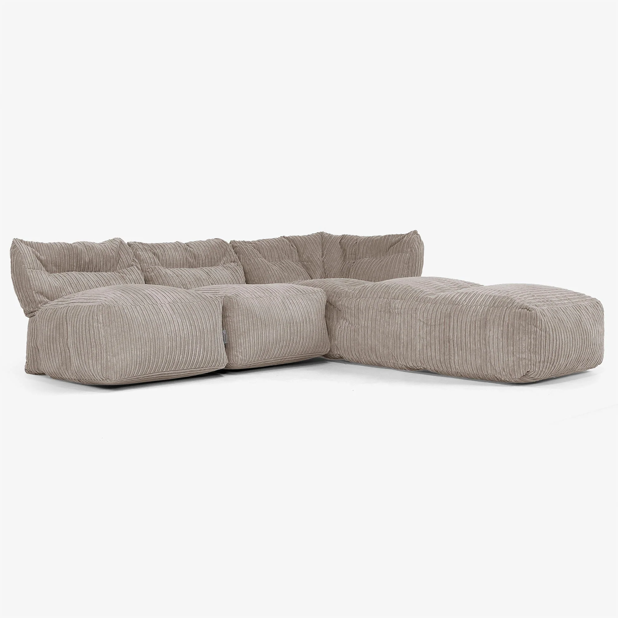3-Sitzer Modulares Sofa-Set mit Récamiere rechts, ohne Armlehnen - Cord Beigegrau - Image 2