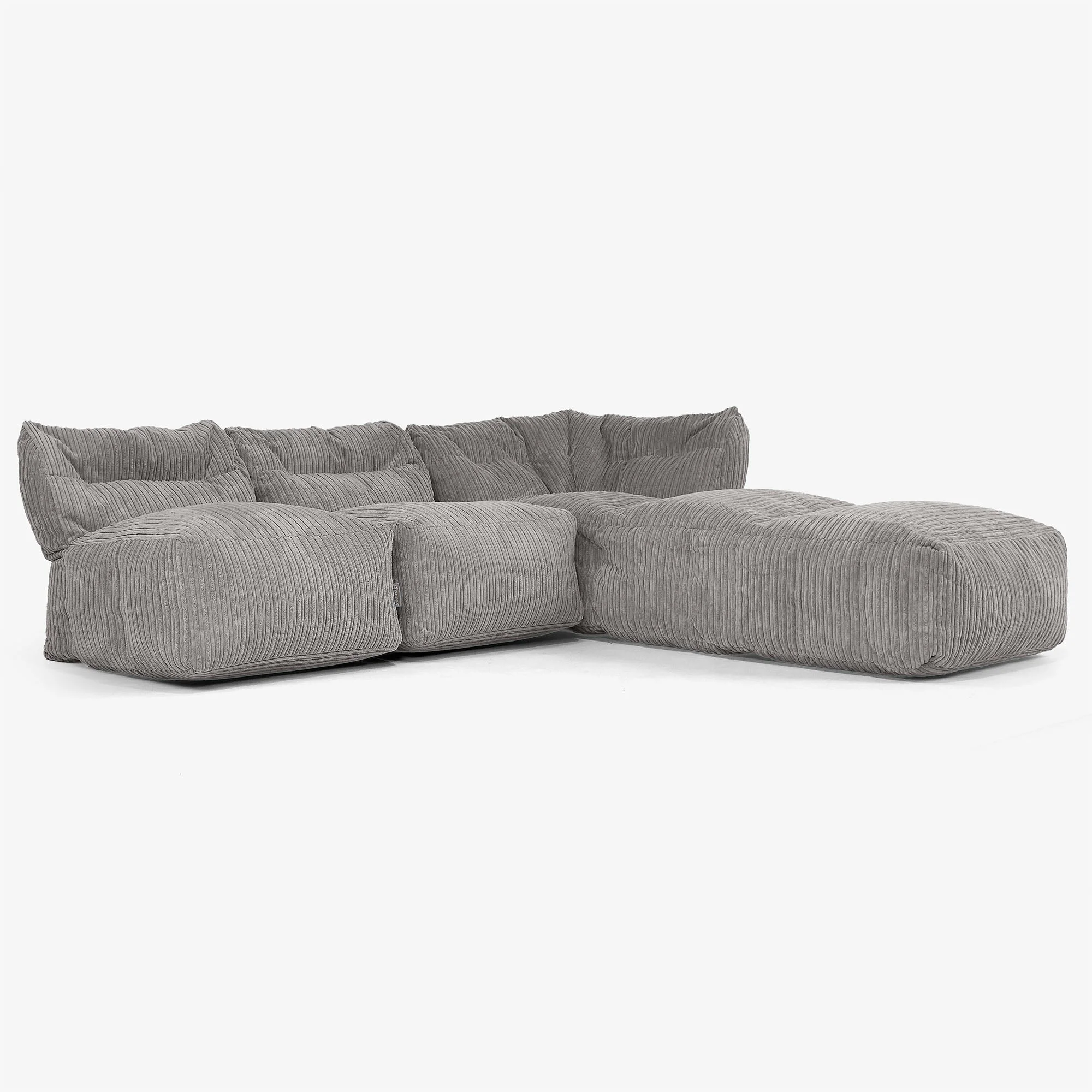 3-Sitzer Modulares Sofa-Set mit Récamiere rechts, ohne Armlehnen - Cord Graphitgrau - Image 2
