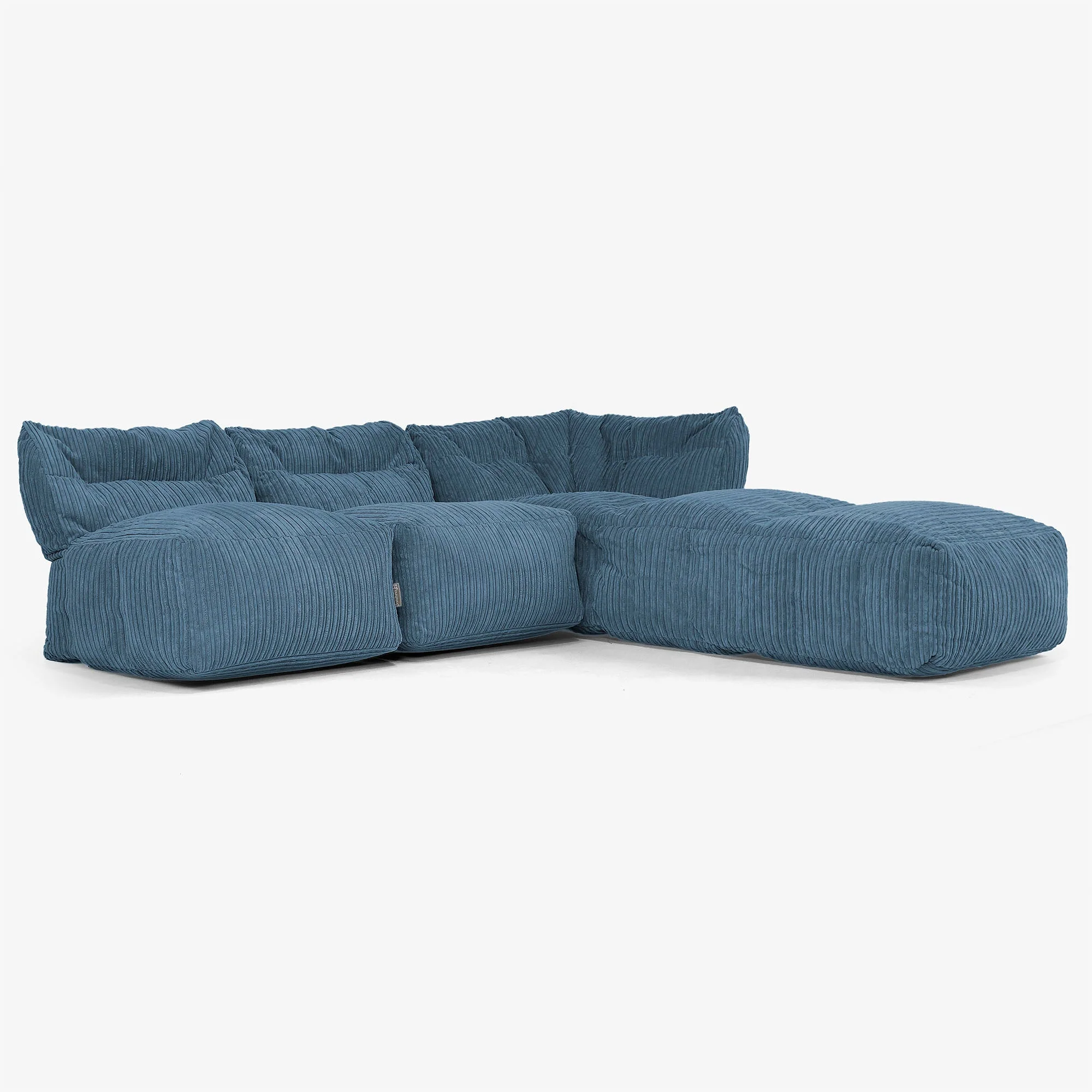 3-Sitzer Modulares Sofa-Set mit Récamiere rechts, ohne Armlehnen - Cord Marineblau - Image 2