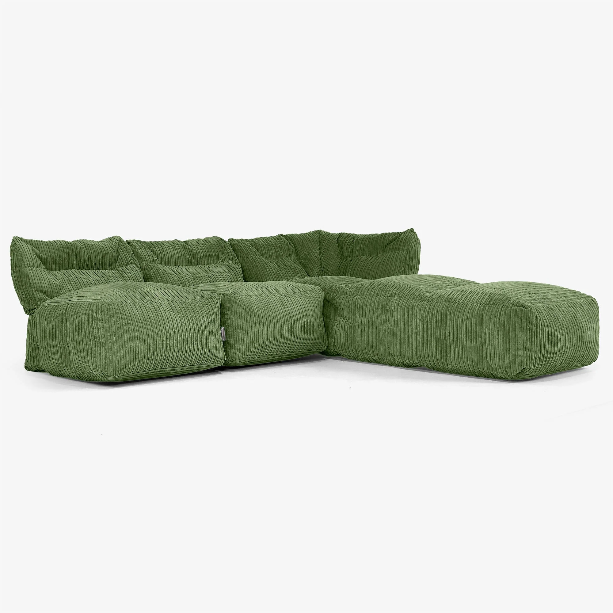 3-Sitzer Modulares Sofa-Set mit Récamiere rechts, ohne Armlehnen - Cord Nadelwaldgrün - Image 2