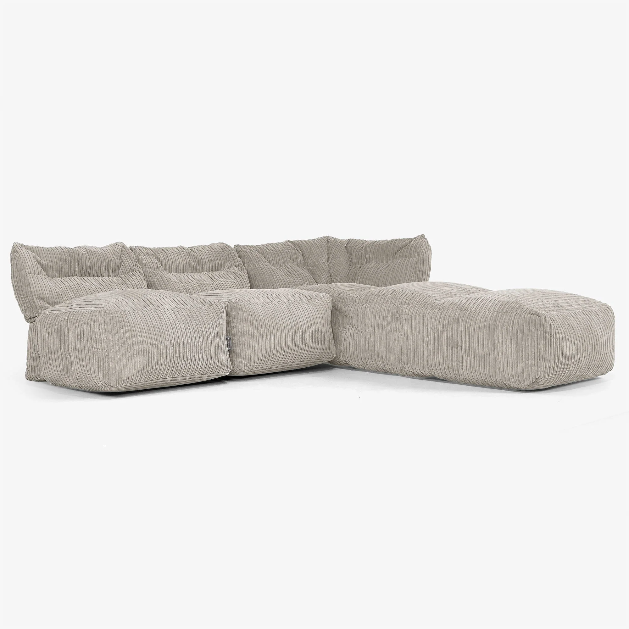 3-Sitzer Modulares Sofa-Set mit Récamiere rechts, ohne Armlehnen - Cord Nerzfarben - Image 2