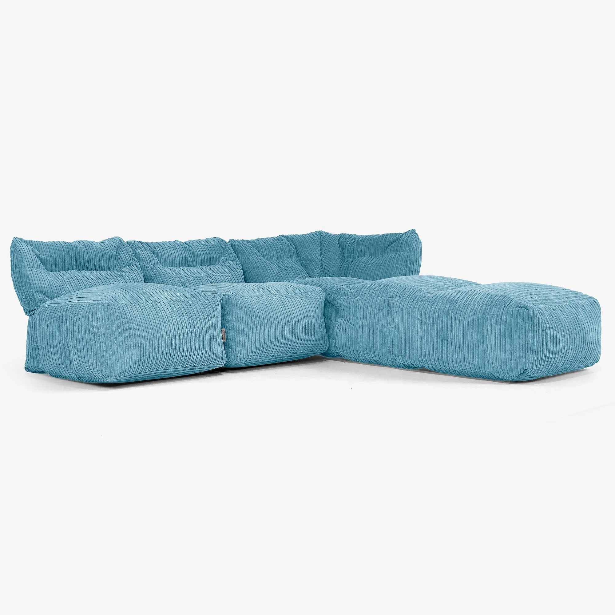 3-Sitzer Modulares Sofa-Set mit Récamiere rechts, ohne Armlehnen - Cord Türkis - Image 2