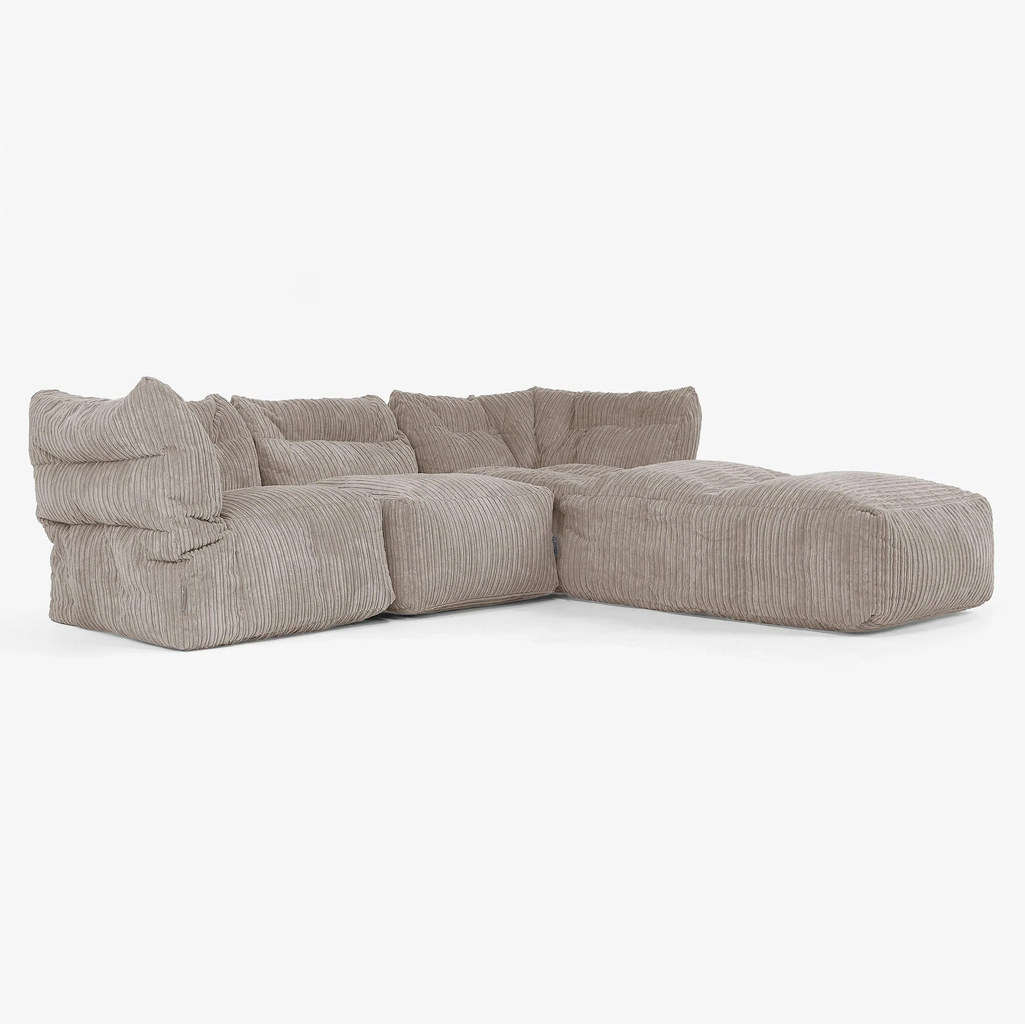 3-Sitzer Modulares Sofa-Set mit Récamiere rechts und Armlehnen - Cord Beigegrau - Image 2