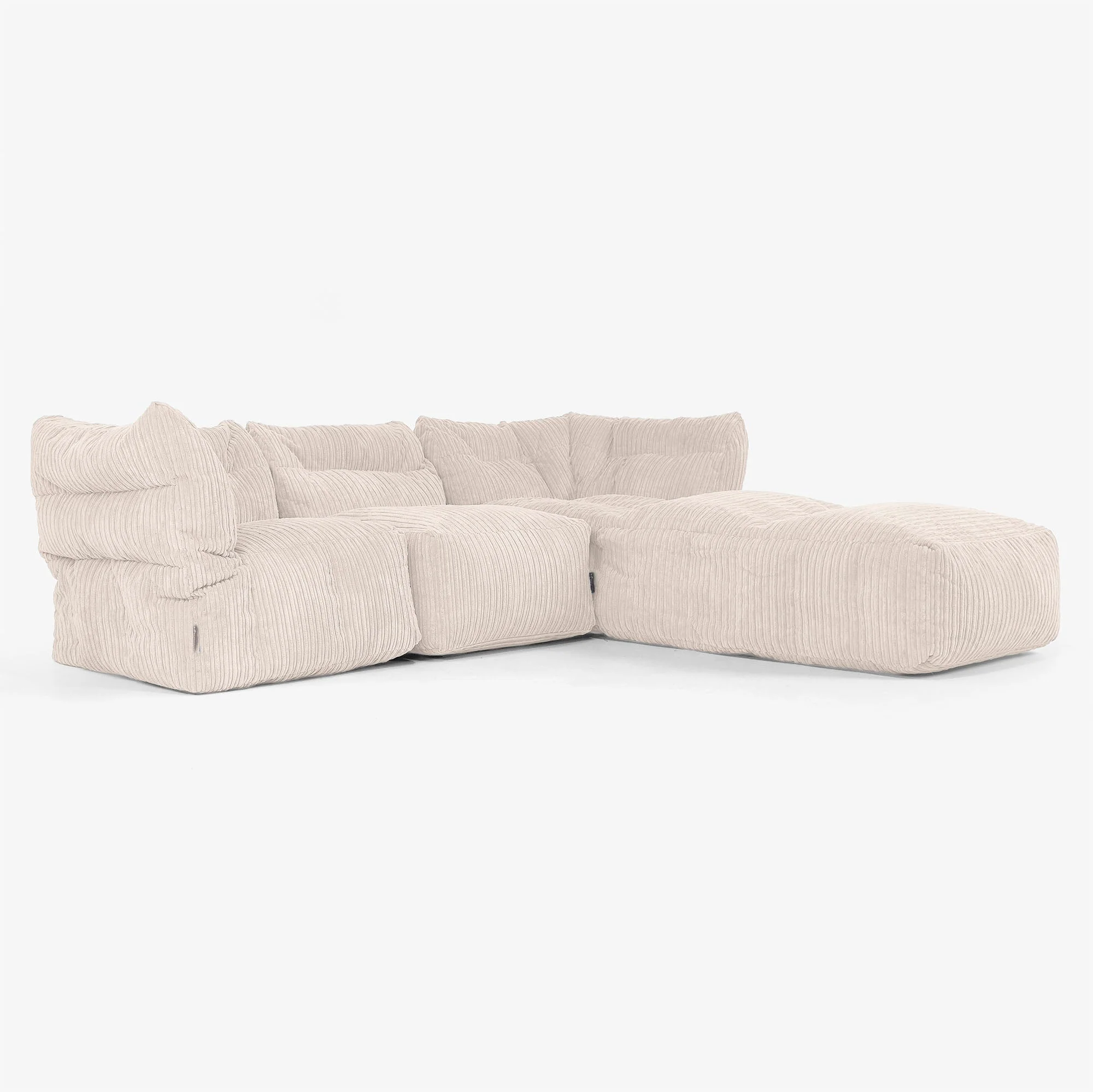 3-Sitzer Modulares Sofa-Set mit Récamiere rechts und Armlehnen - Cord Elfenbein - Image 2