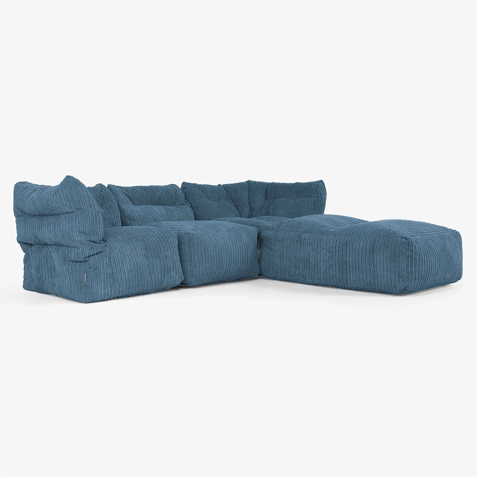 3-Sitzer Modulares Sofa-Set mit Récamiere rechts und Armlehnen - Cord Marineblau - Image 2