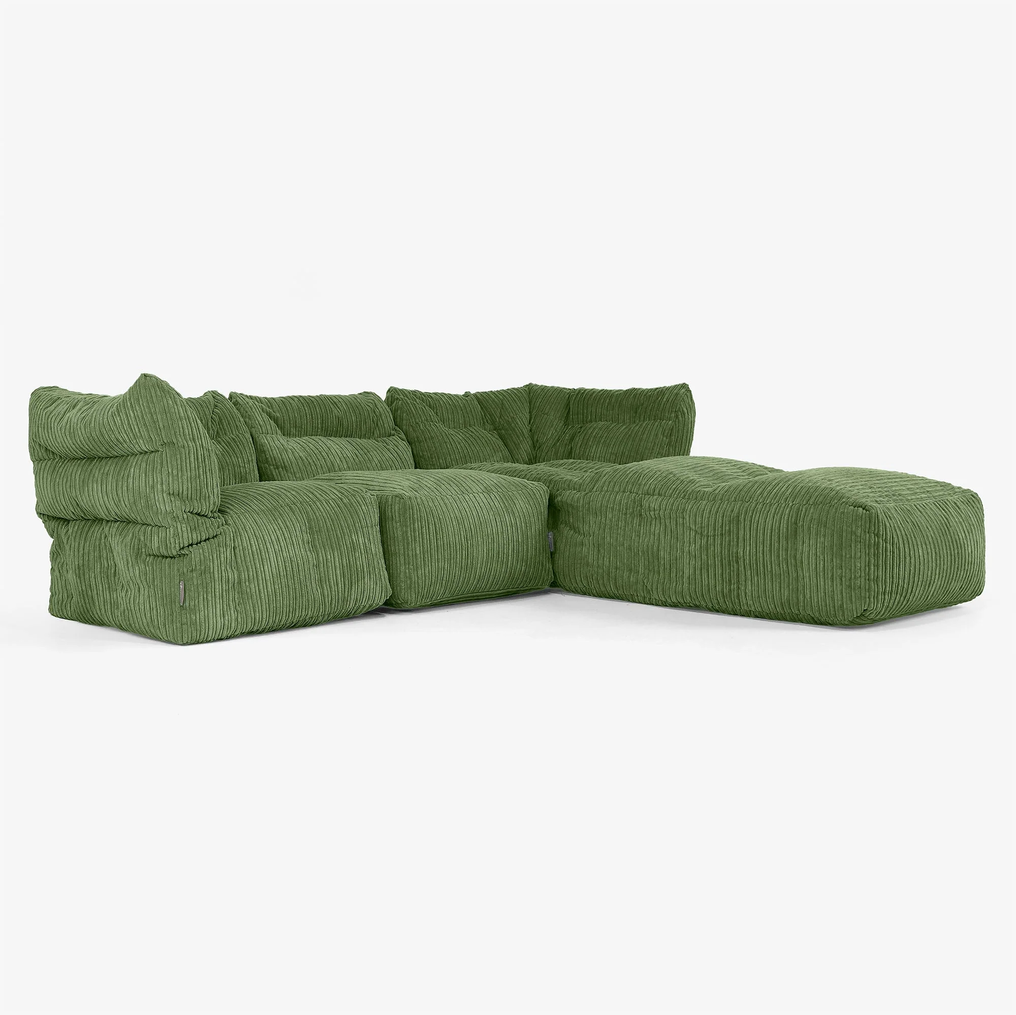 3-Sitzer Modulares Sofa-Set mit Récamiere rechts und Armlehnen - Cord Nadelwaldgrün - Image 2