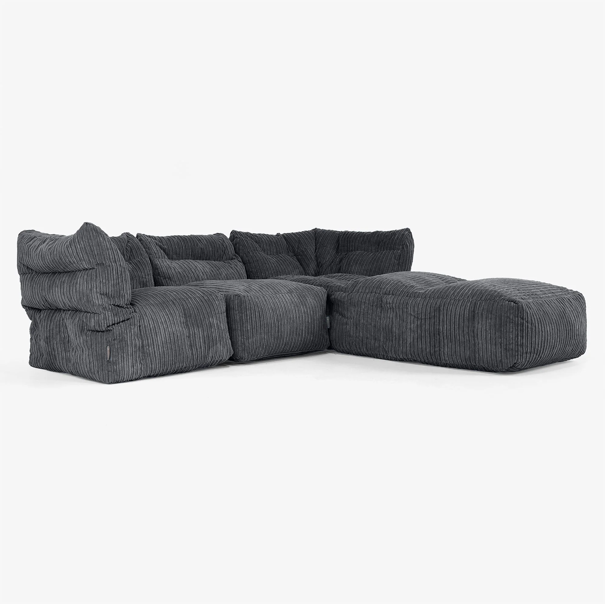 3-Sitzer Modulares Sofa-Set mit Récamiere rechts und Armlehnen - Cord Schwarz - Image 2