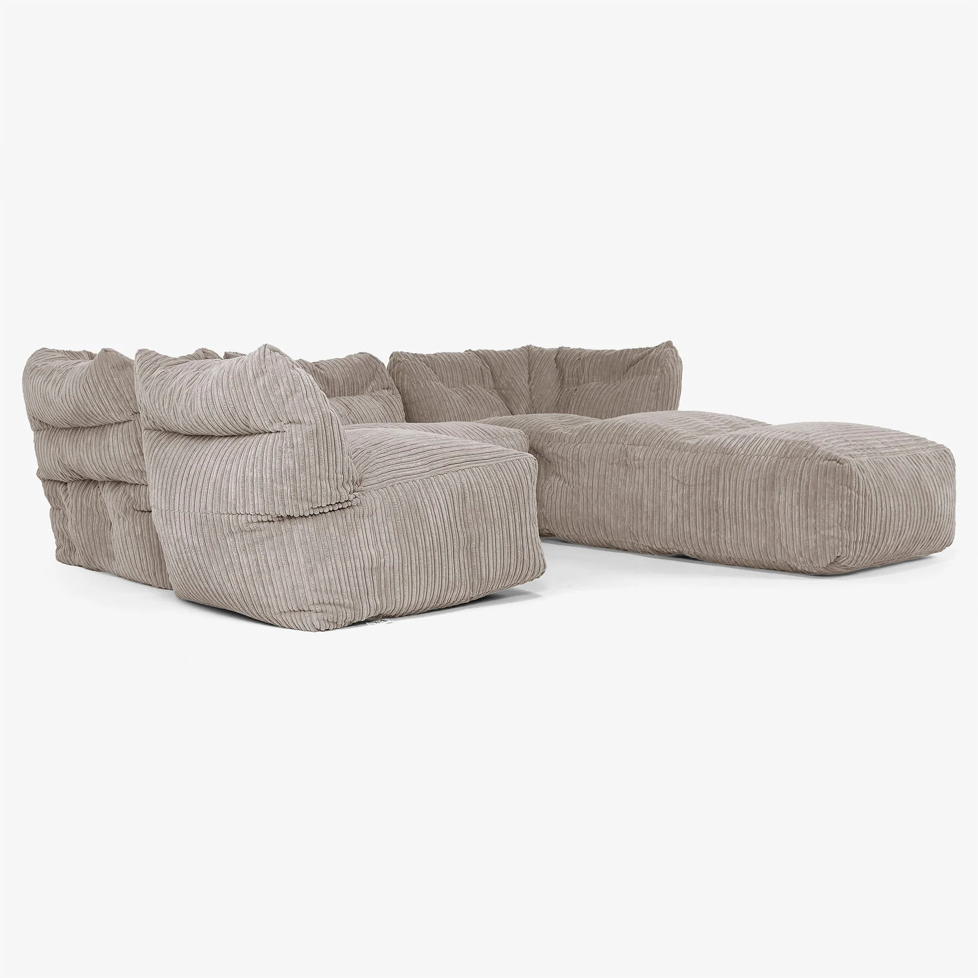 4-Sitzer Modulares Sofa-Set mit Récamiere rechts - Cord Beigegrau - Image 4