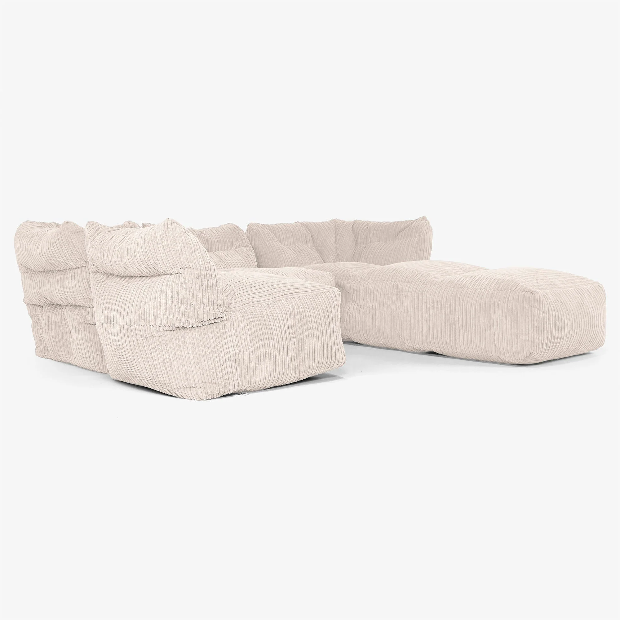 4-Sitzer Modulares Sofa-Set mit Récamiere rechts - Cord Elfenbein - Image 4