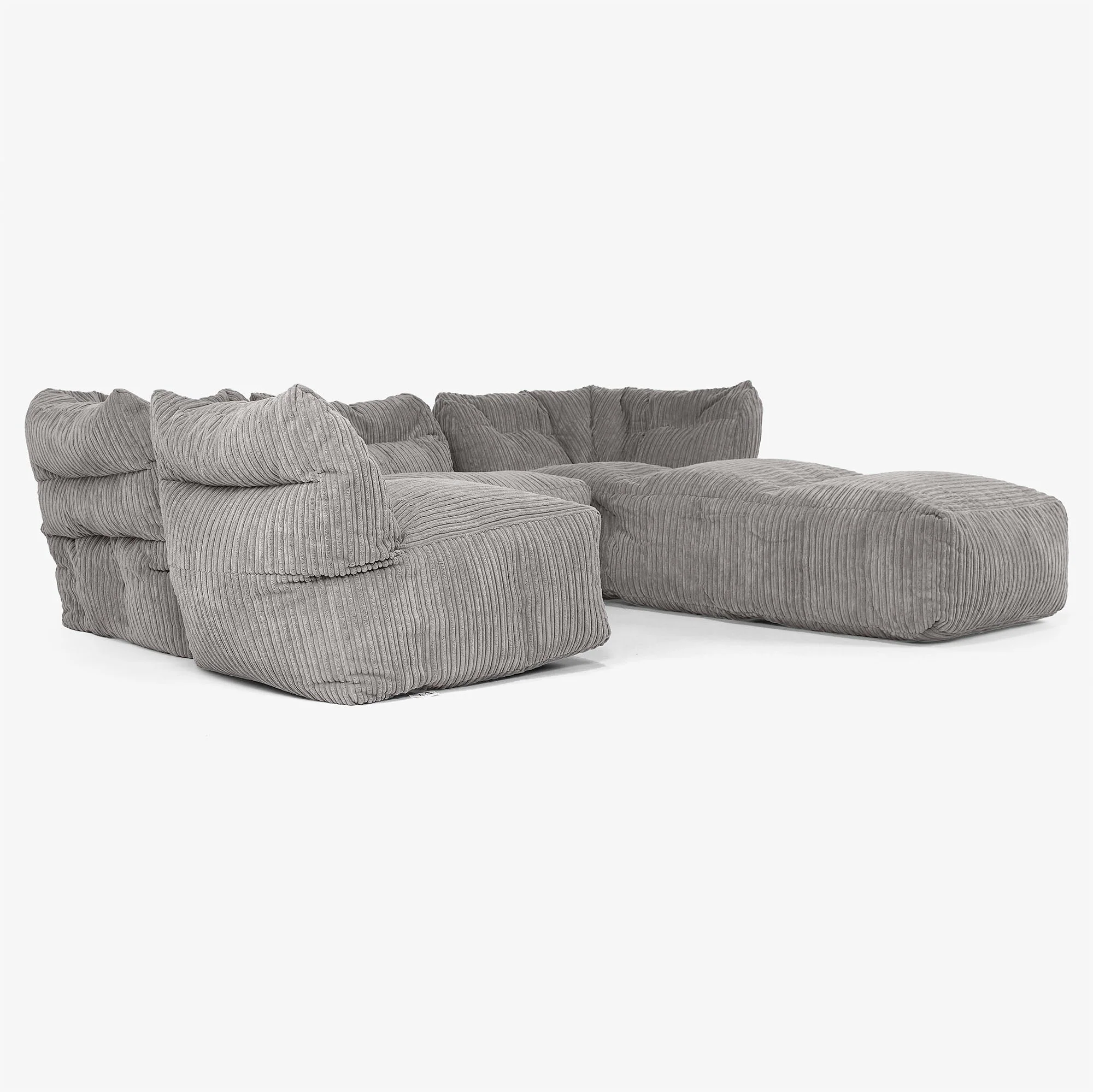 4-Sitzer Modulares Sofa-Set mit Récamiere rechts - Cord Graphitgrau - Image 4