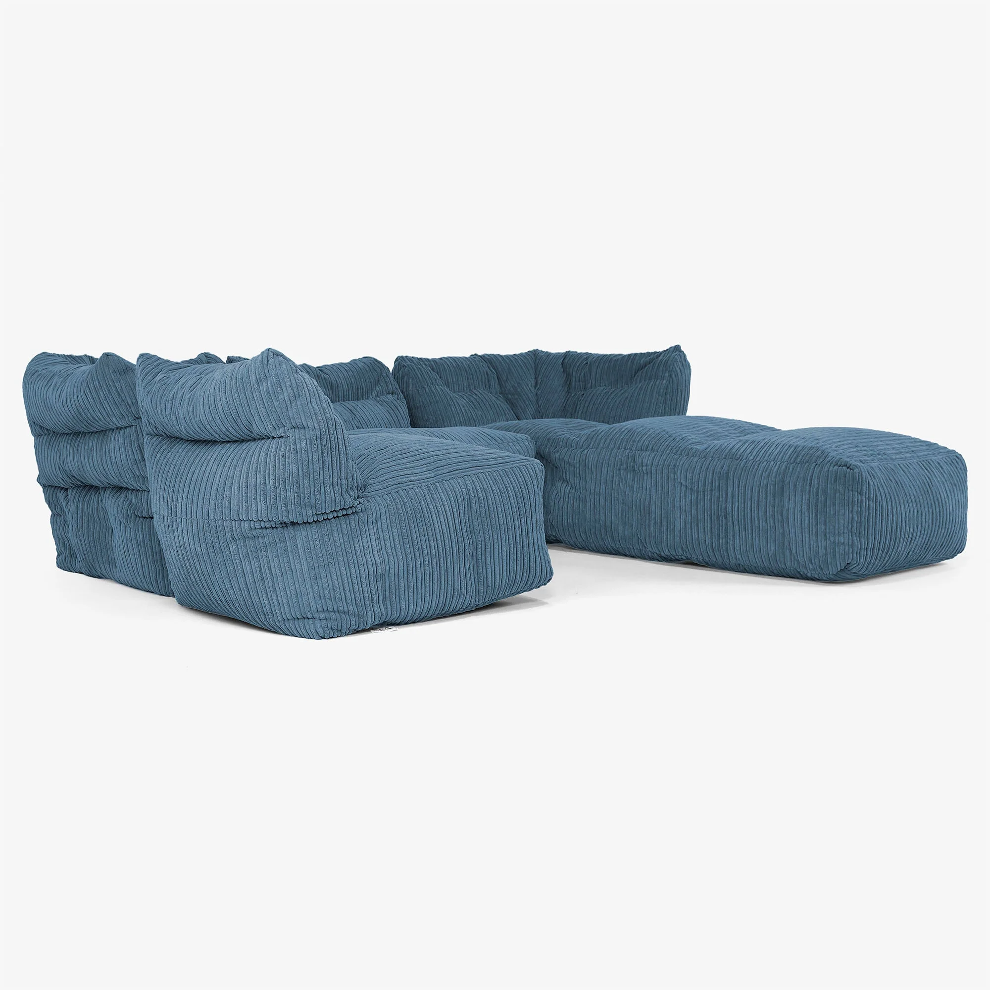 4-Sitzer Modulares Sofa-Set mit Récamiere rechts - Cord Marineblau - Image 4