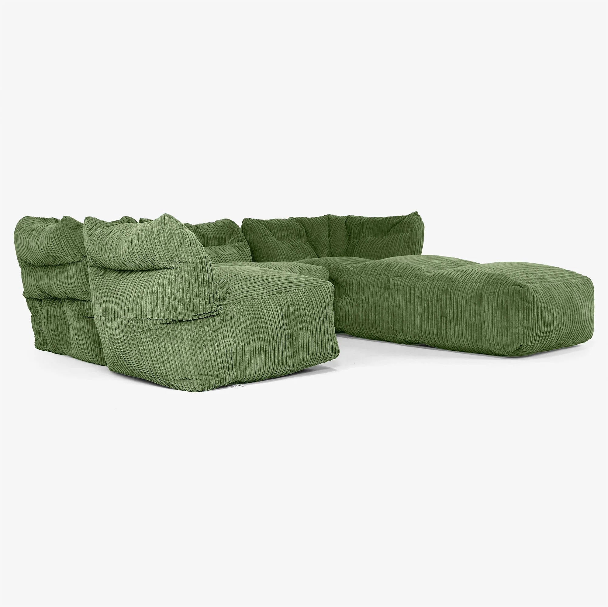 4-Sitzer Modulares Sofa-Set mit Récamiere rechts - Cord Nadelwaldgrün - Image 4