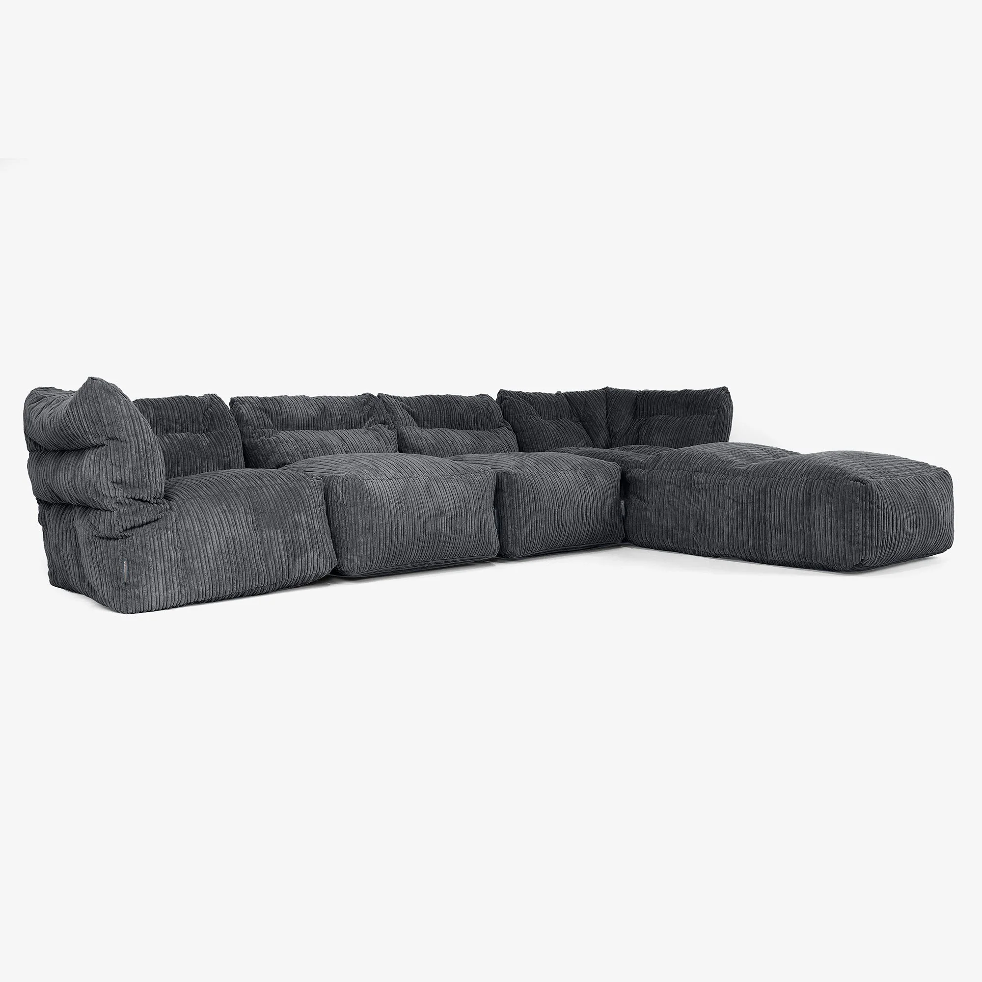 4-Sitzer Modulares Sofa-Set mit Récamiere rechts - Cord Schwarz - Image 2