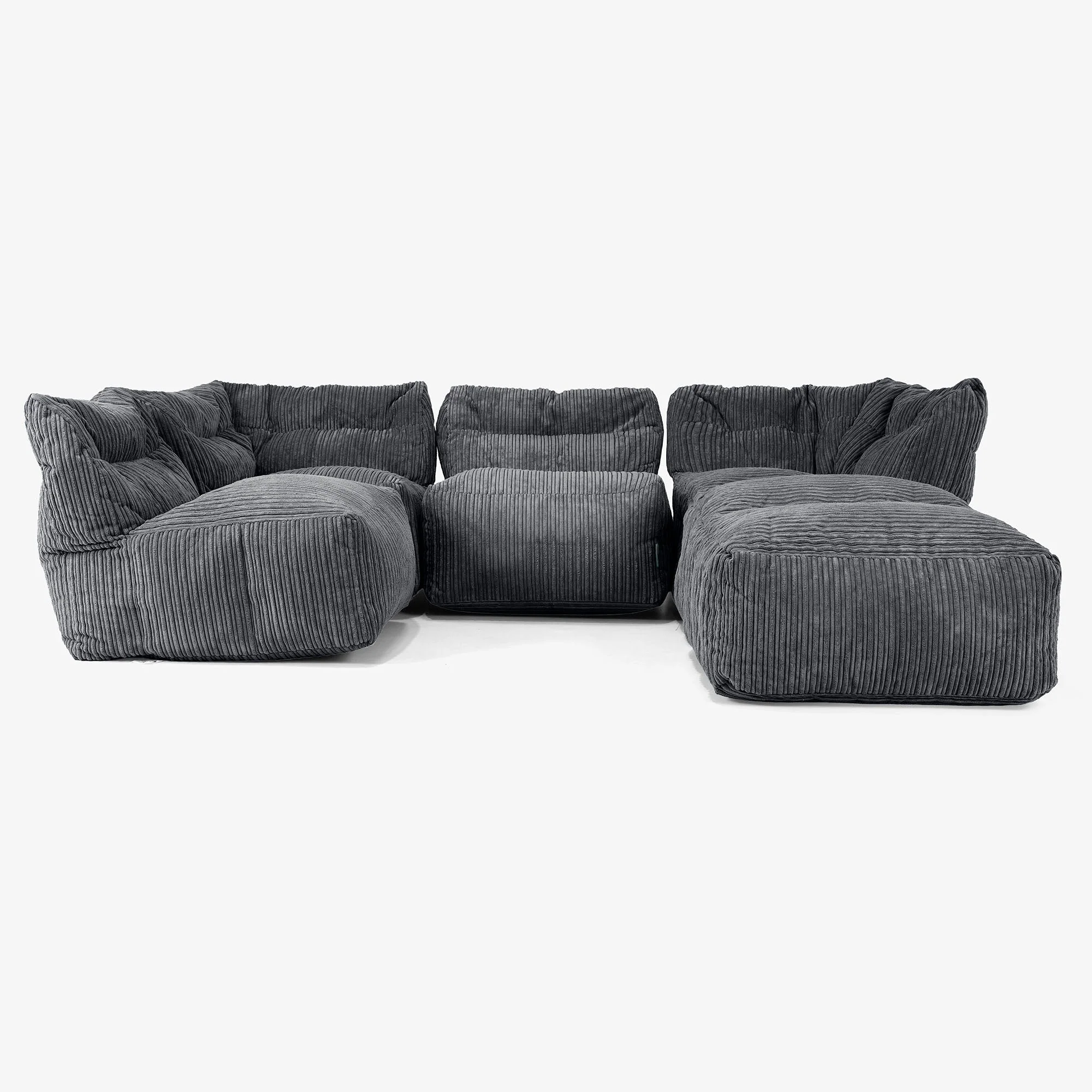 4-Sitzer Modulares Sofa-Set mit Récamiere rechts - Cord Schwarz - Image 3