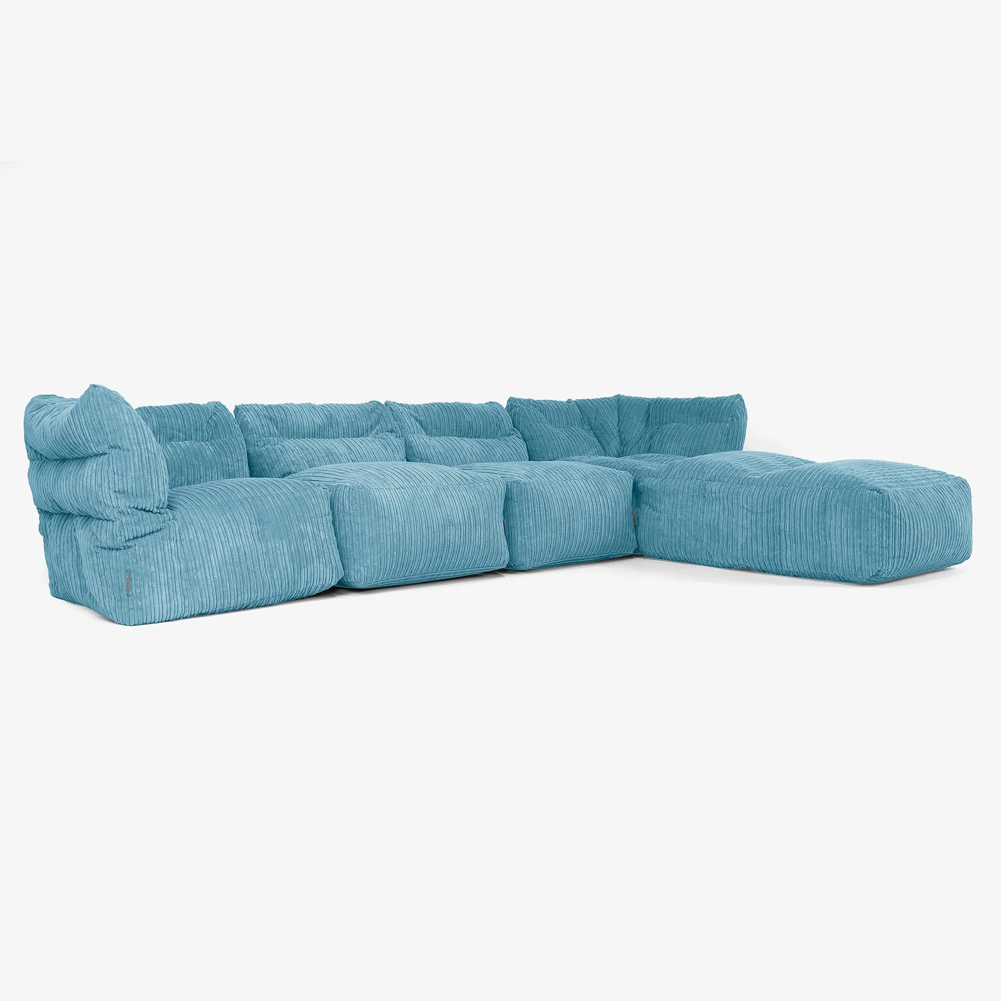 4-Sitzer Modulares Sofa-Set mit Récamiere rechts - Cord Türkis - Image 2