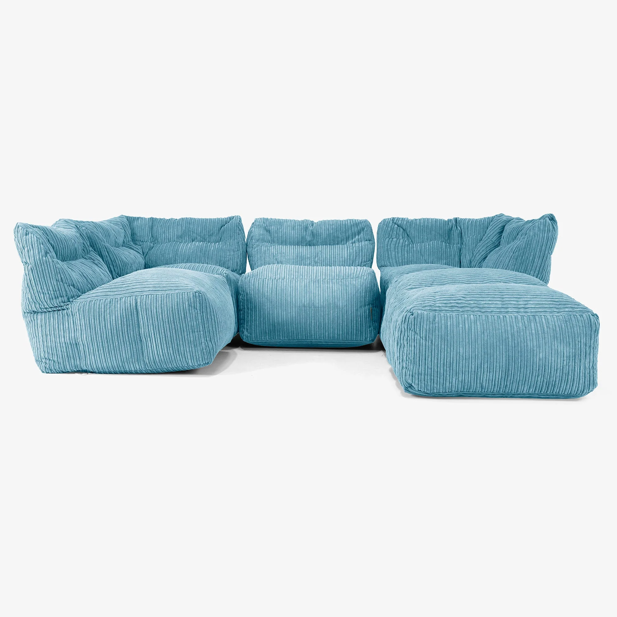 4-Sitzer Modulares Sofa-Set mit Récamiere rechts - Cord Türkis - Image 3