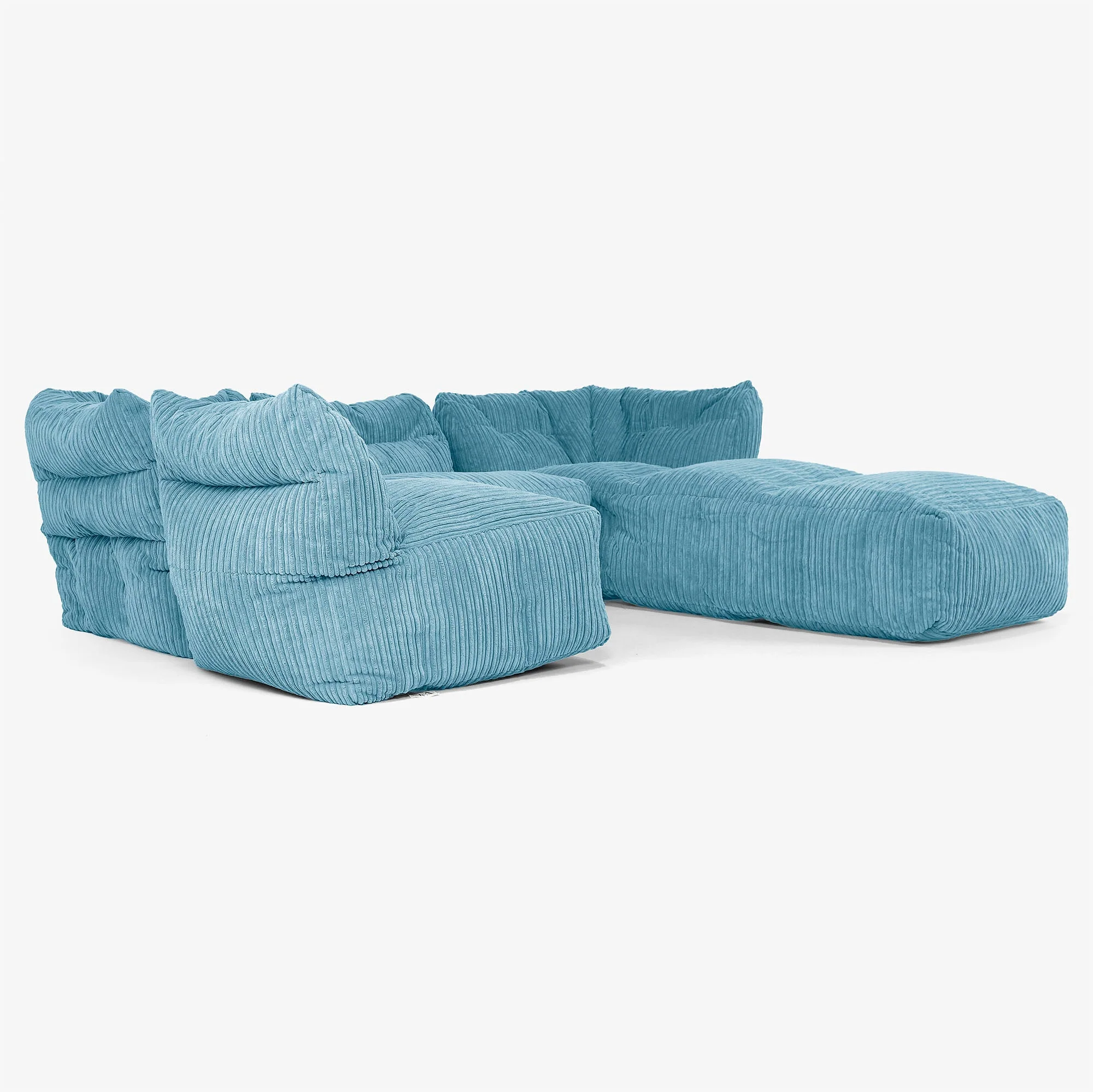 4-Sitzer Modulares Sofa-Set mit Récamiere rechts - Cord Türkis - Image 4