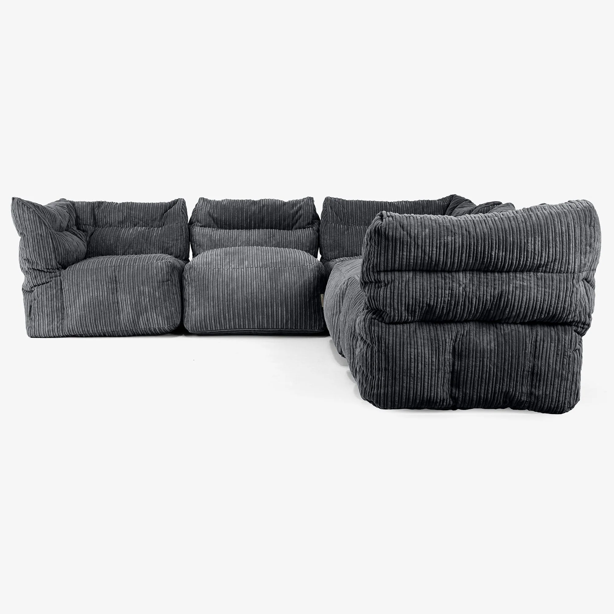5-Sitzer Modulares Ecksofa-Set - Cord Schwarz - Image 2