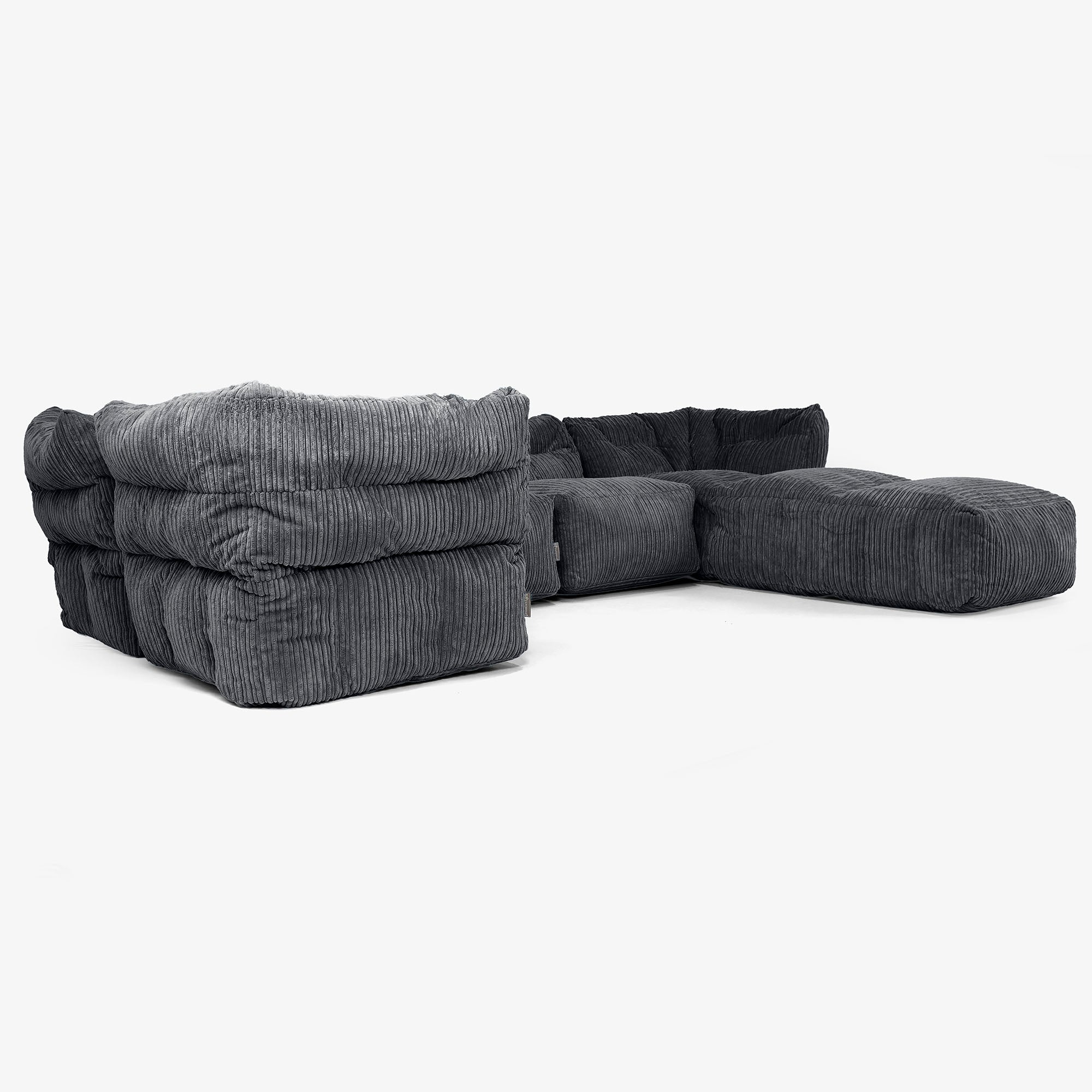 5-Sitzer Modulares Sofa-Set mit Récamiere rechts - Cord Schwarz - Image 2