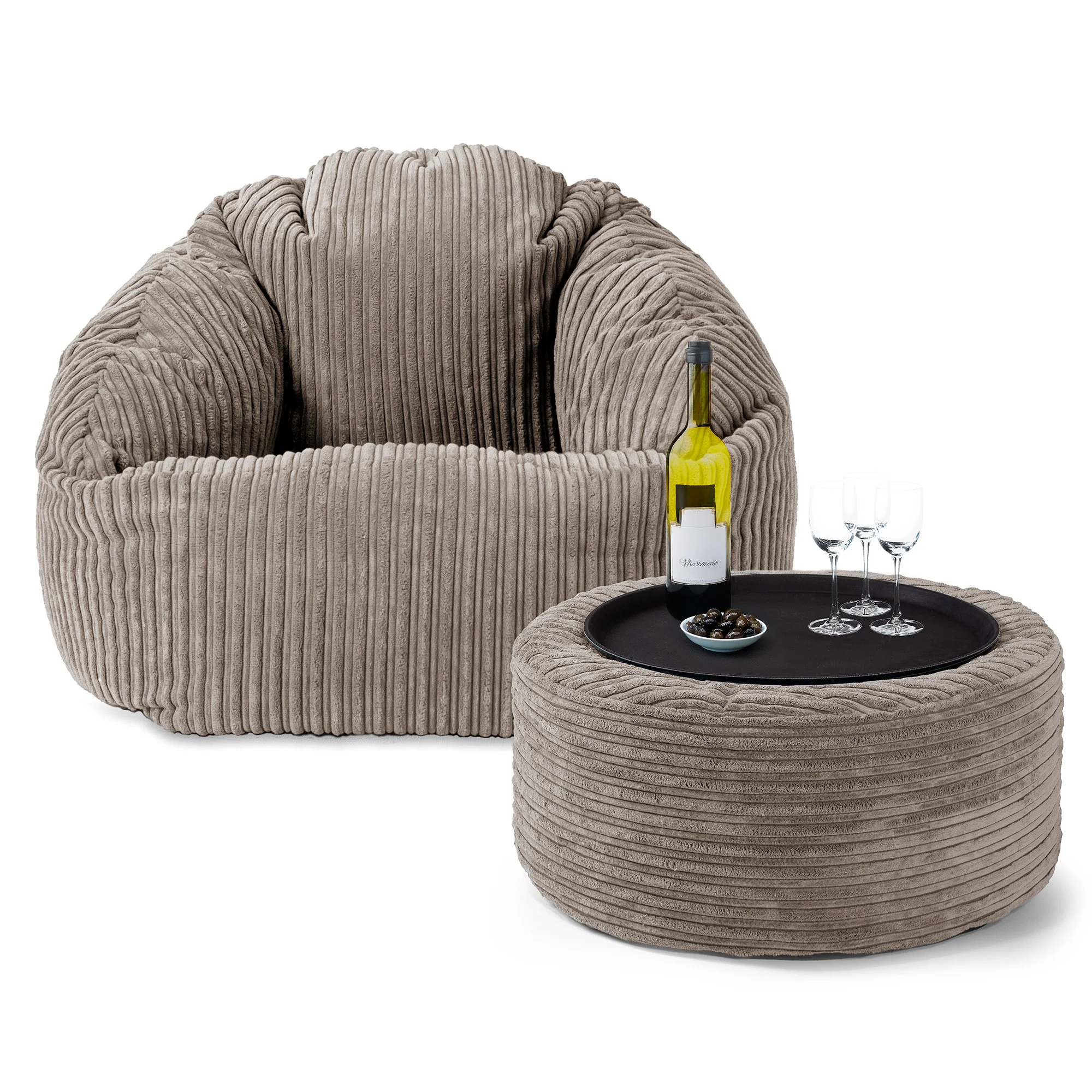 Bubble Sitzsack Sessel - Cord Beigegrau - Image 4