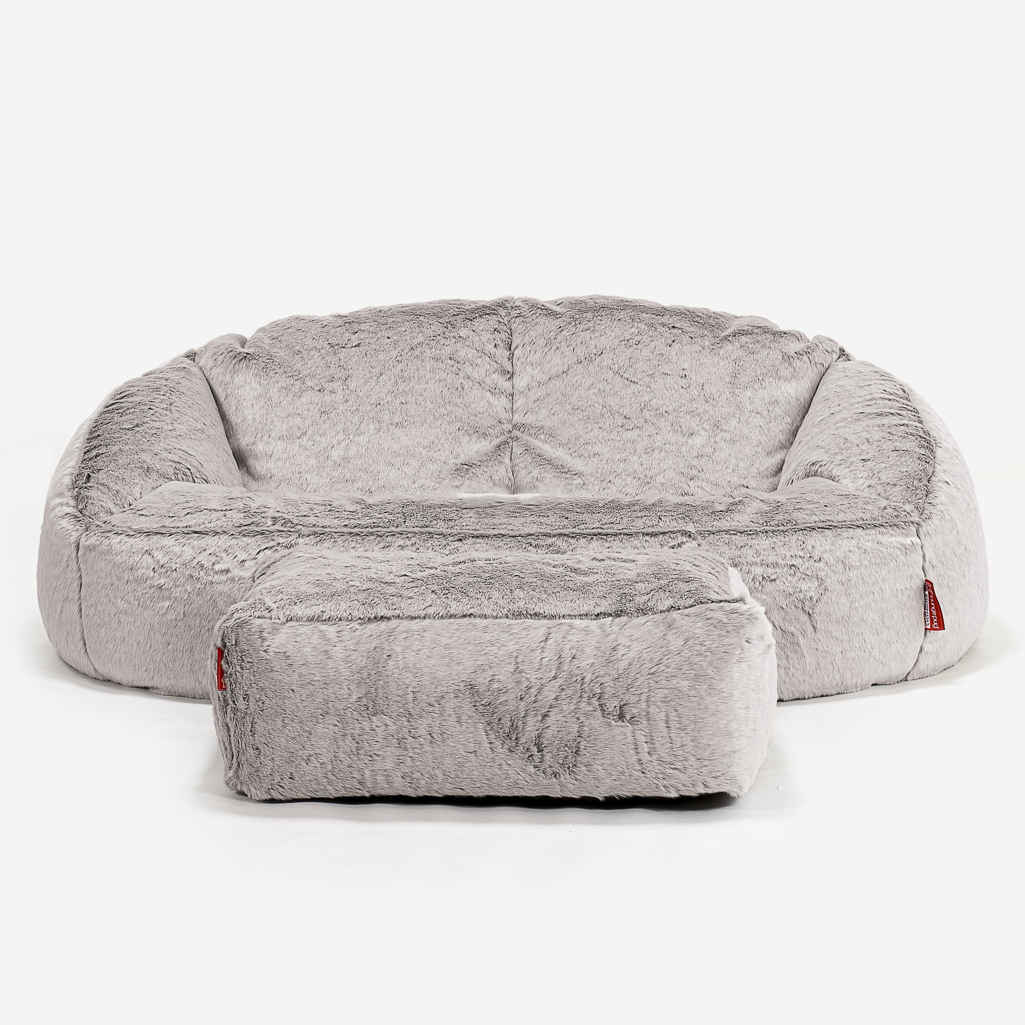 Bubble Sitzsack Sofa - Kaninchen Kunstfell Hellgrau - Image 2